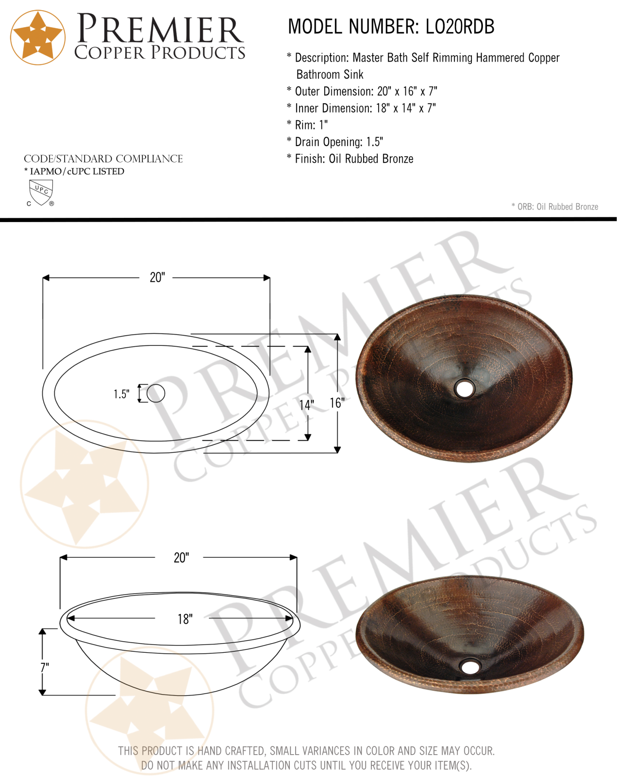 Premier Copper Products IER1377 Specifications - ManualMachine.com