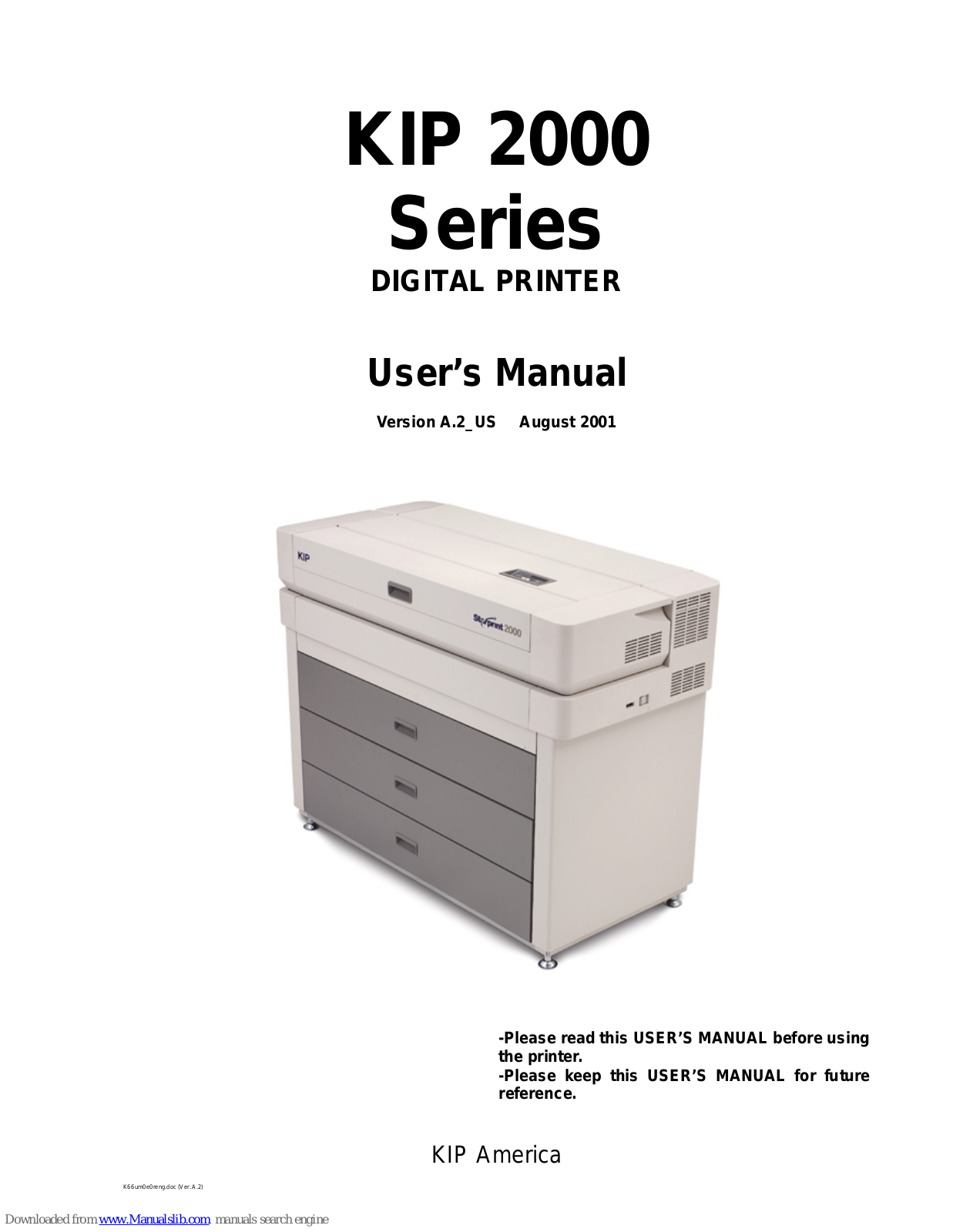 KIP 2001, 2002, 2003 User Manual