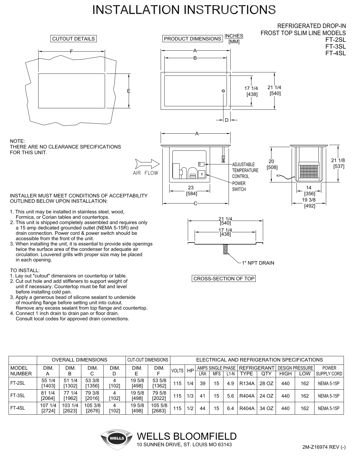 Wells FT-2SL Installation  Manual