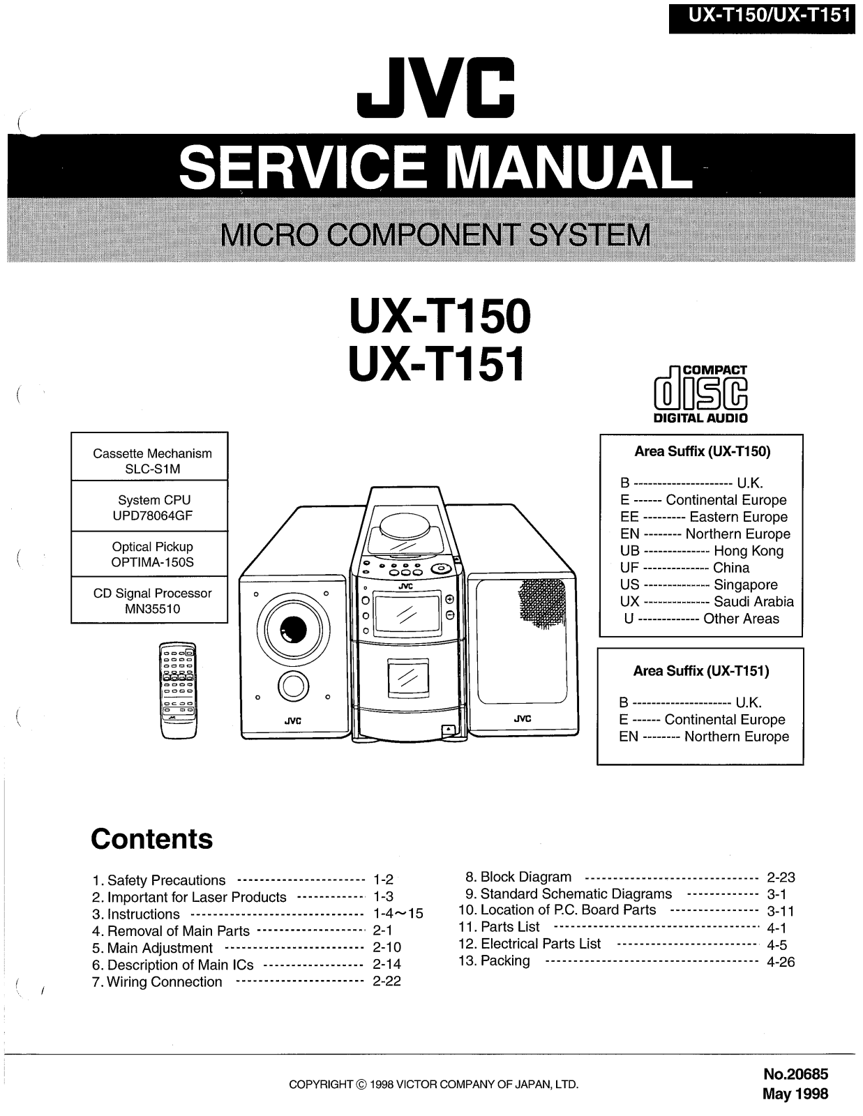 JVC UXT-150, UXT-151 Service manual