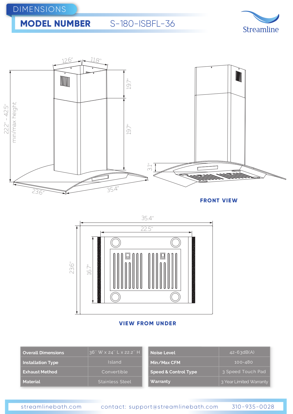 Streamline S180ISBFL36 User Manual