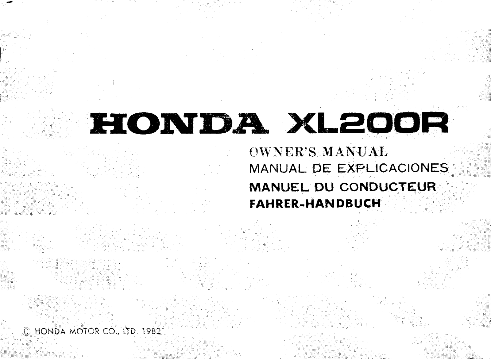Honda XL200R 1982 Owner's Manual