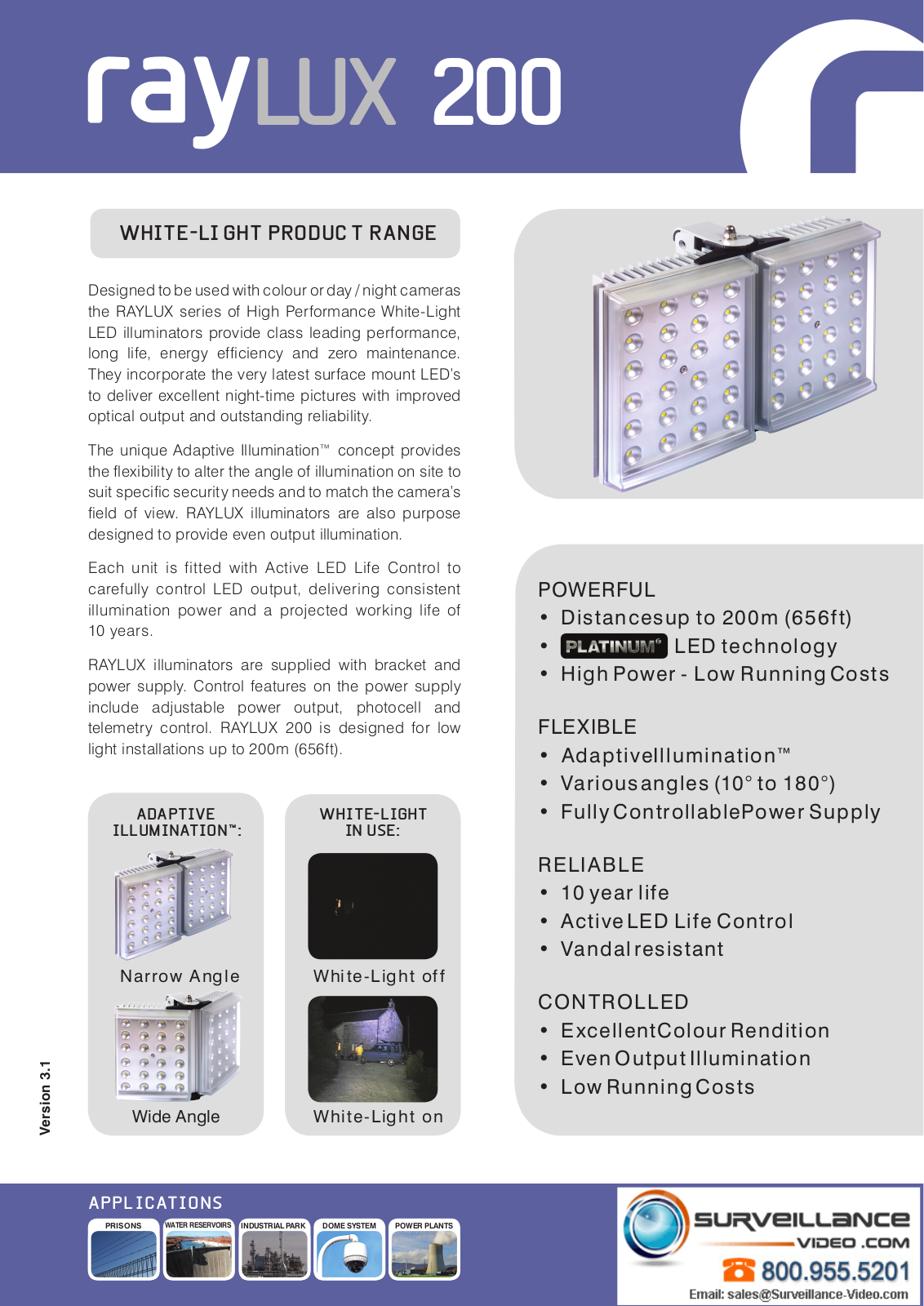 Raytec RL200-AI-120, RL200-AI-30, RL200-AI-50 Specsheet