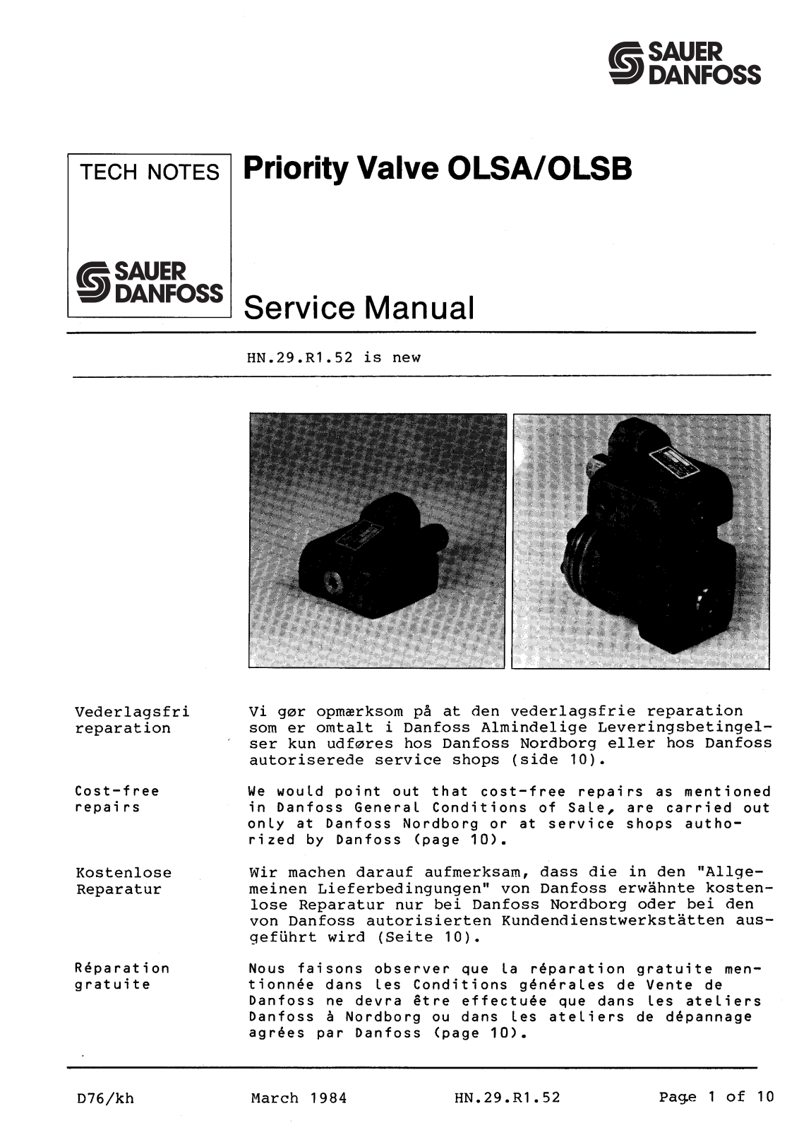 Danfoss OLSA, OLSB Service guide