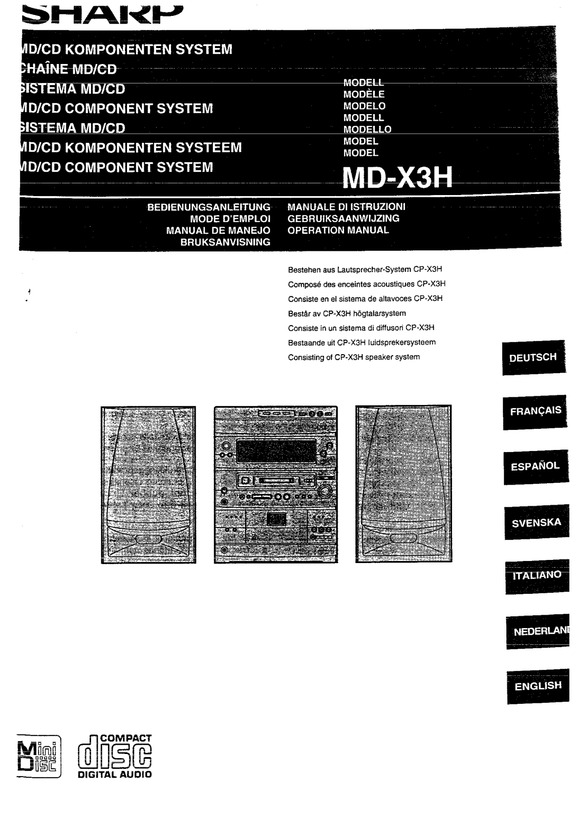 Sharp MD-X3H OPERATION MANUAL