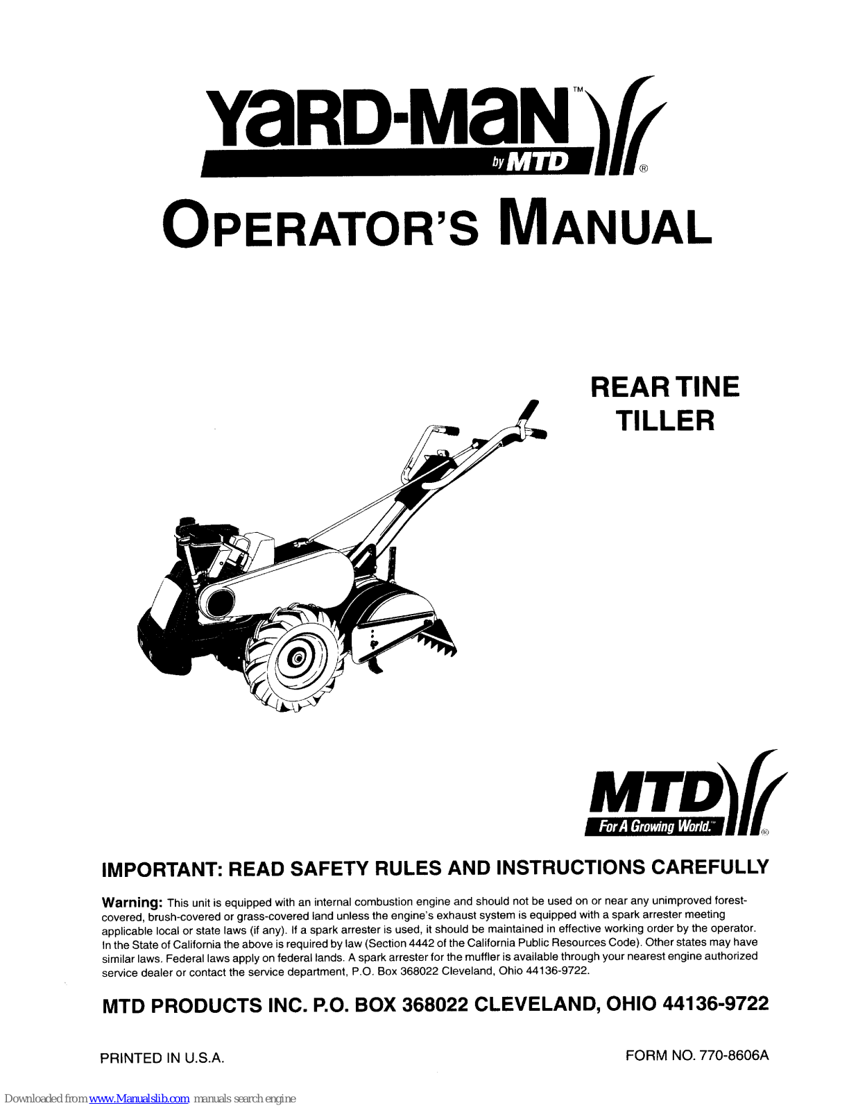 Yard-Man 448 Operator's Manual