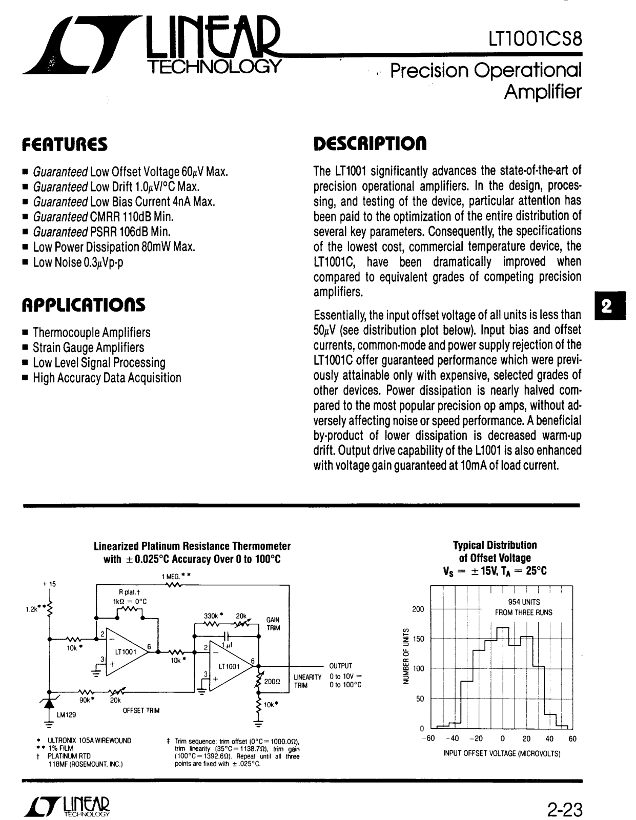 Linear Technology LT1001CS8 Datasheet