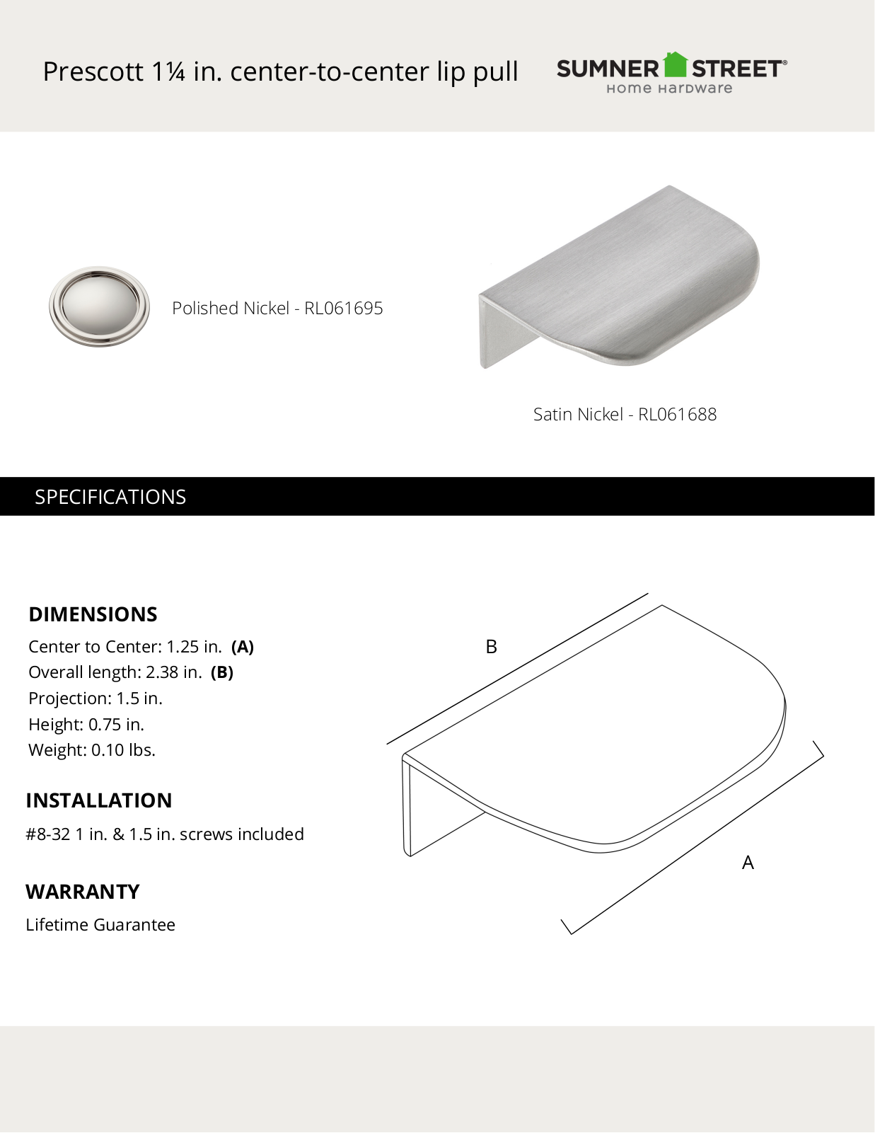 Sumner Street Home Hardware CTHD1123 Specifications - ManualMachine.com