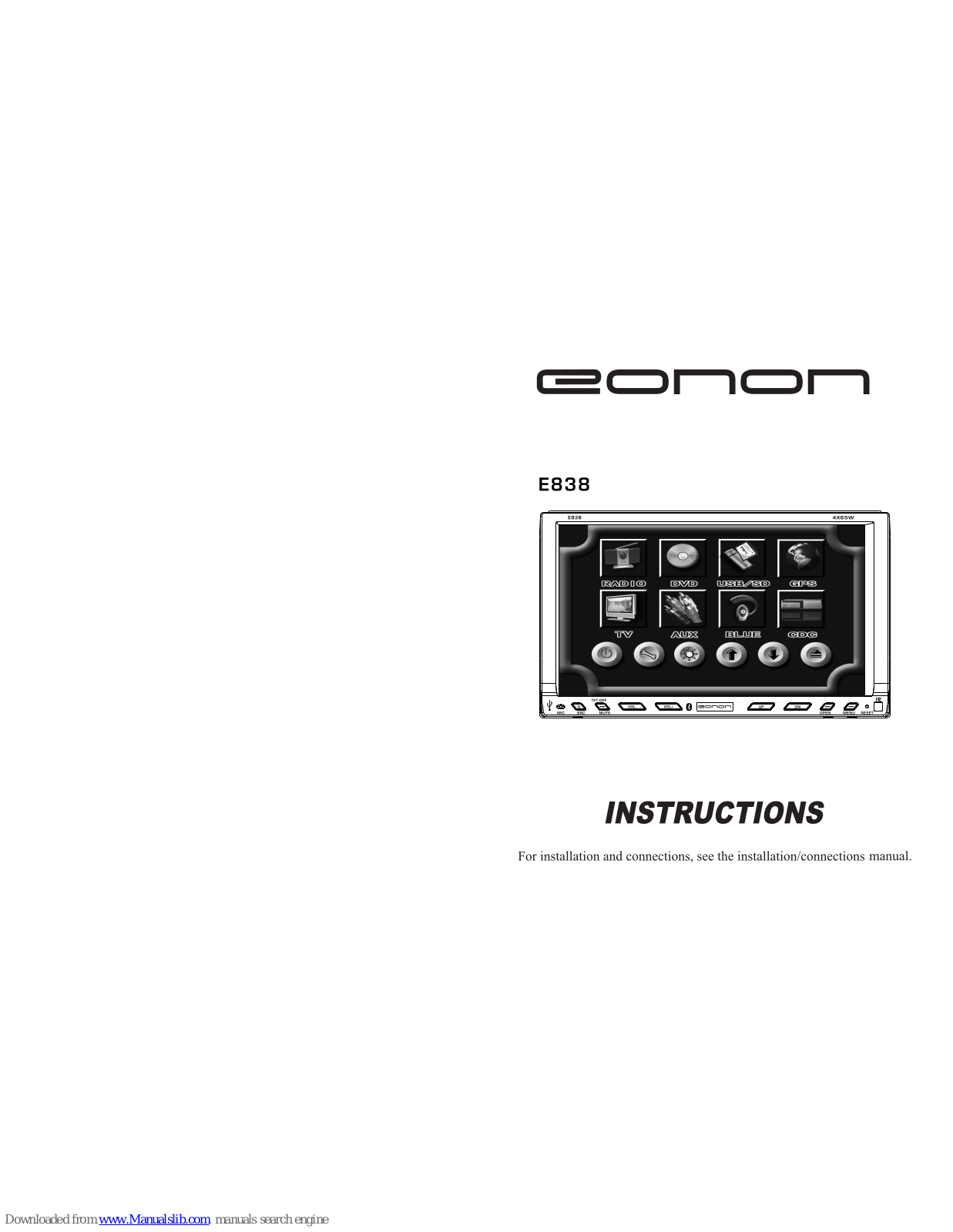 Eonon E838 Instructions Manual