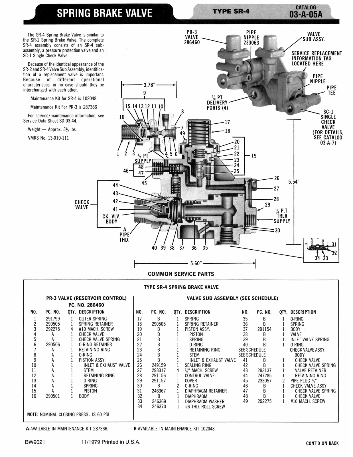 BENDIX 03-A-05A User Manual