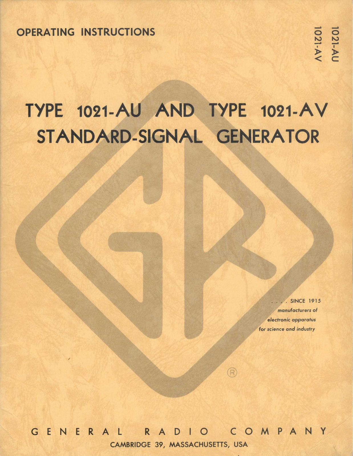 General Radio Company 1021-AU, 1021-AV Service manual