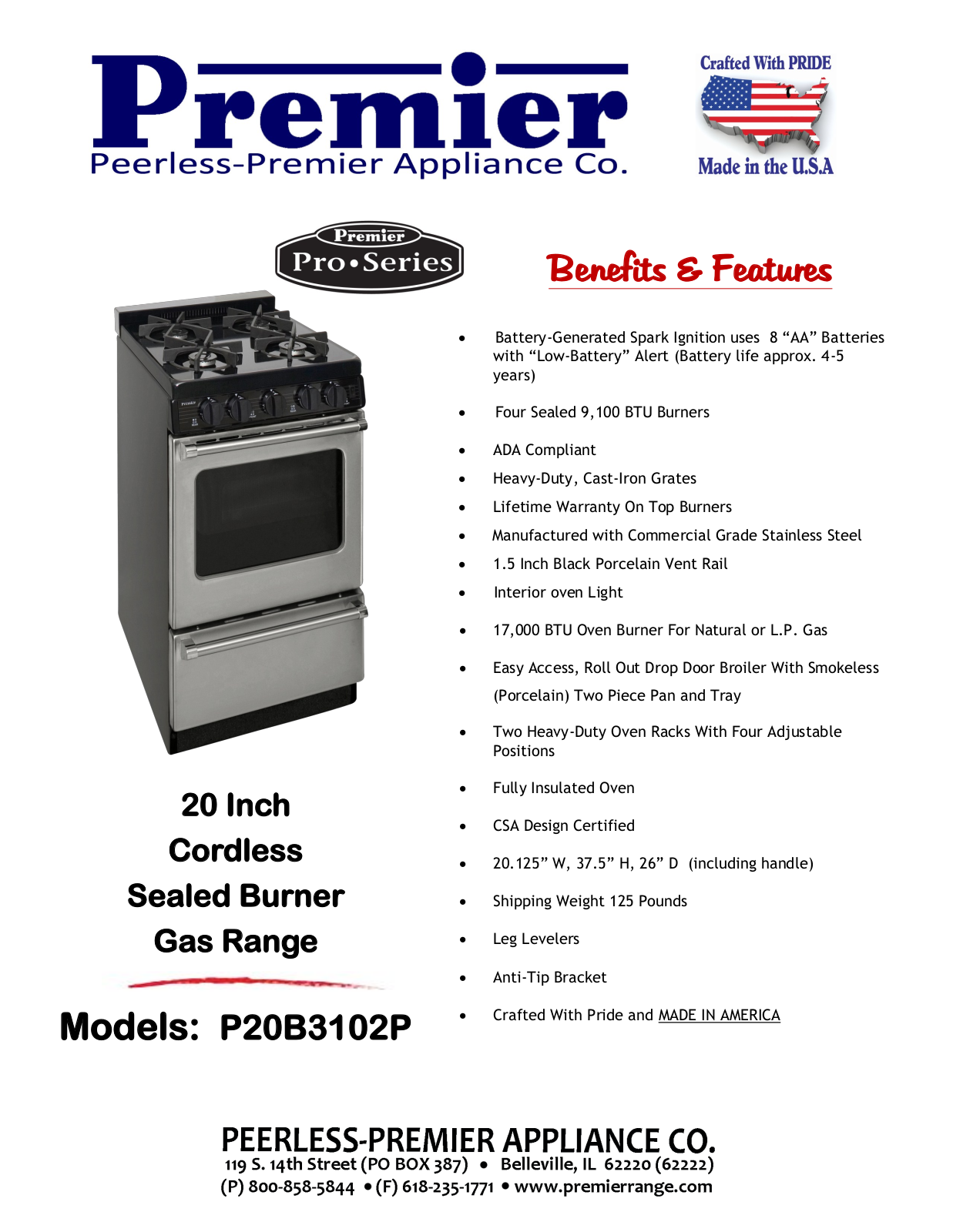 Peerless Stove P20B3102P User Manual