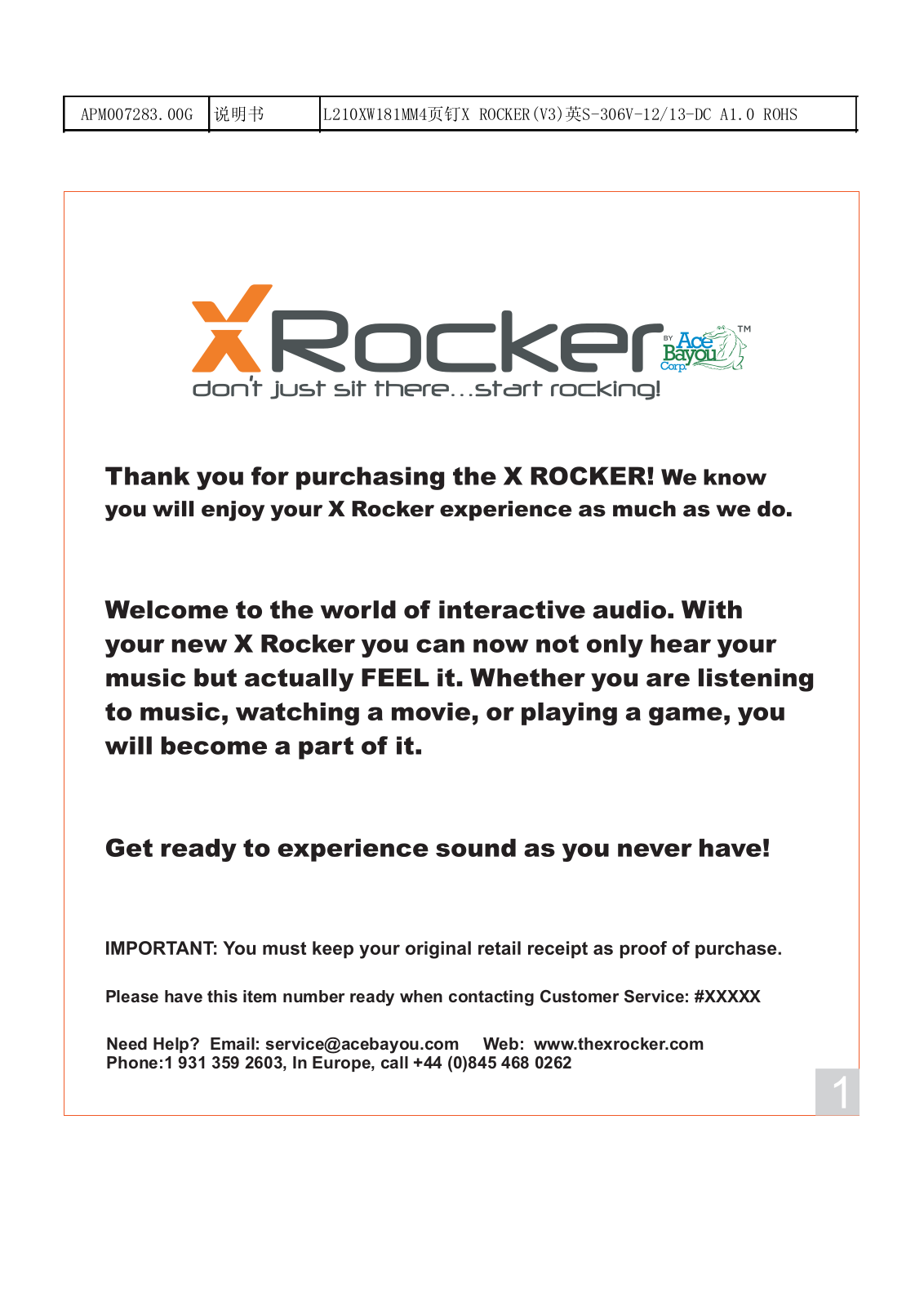 X Rockers 51451 User Manual