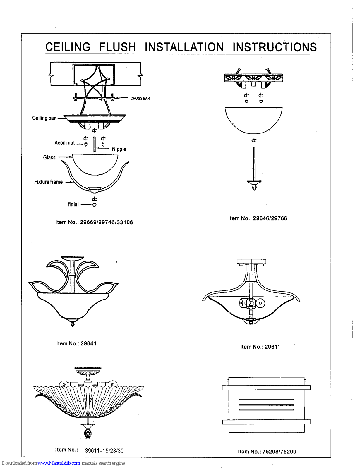 Triarch 29669, 29746, 33106, 29646, 29641 Installation Instructions Manual