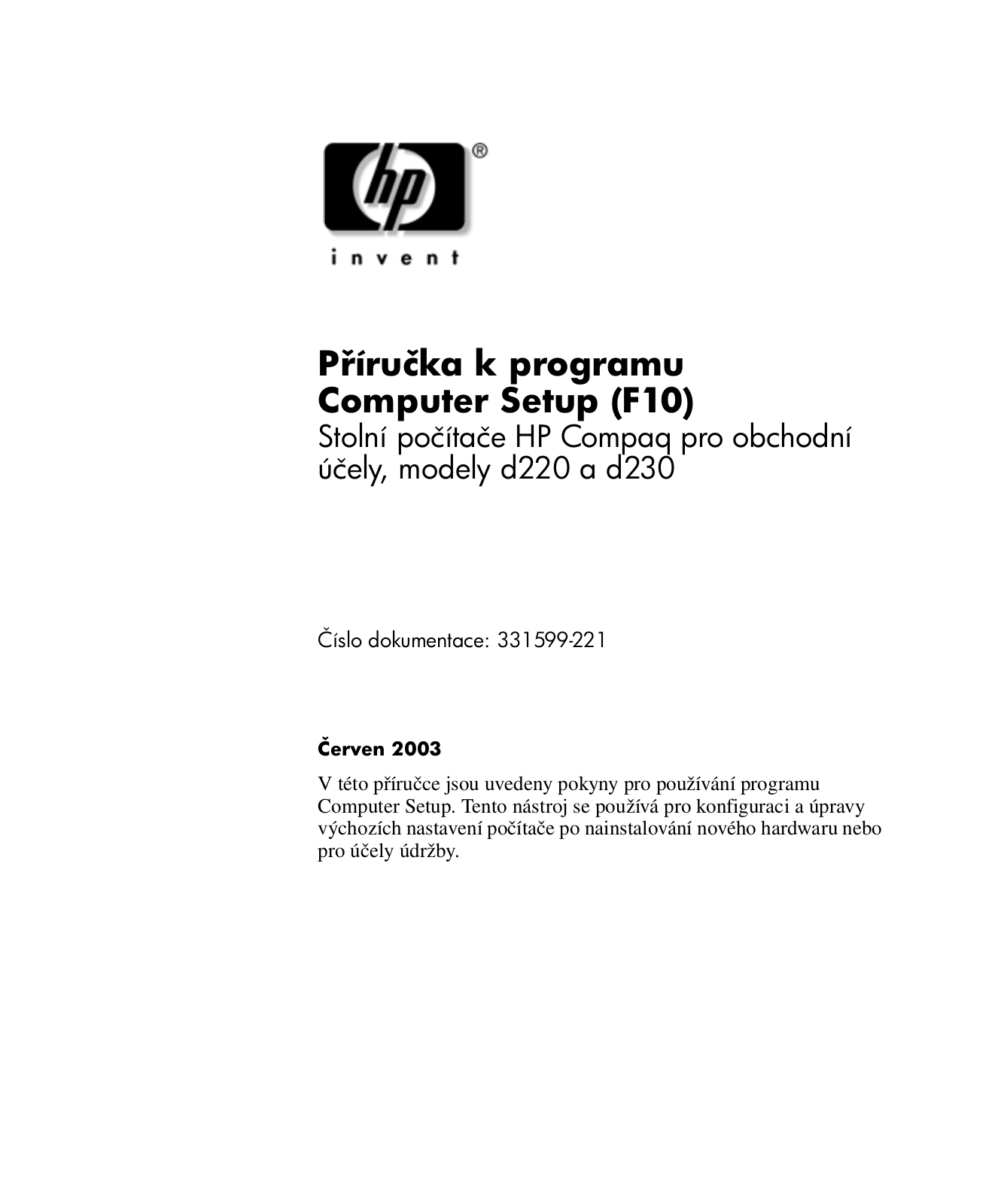 Hp COMPAQ D230 MICROTOWER, COMPAQ D220 MICROTOWER User Manual