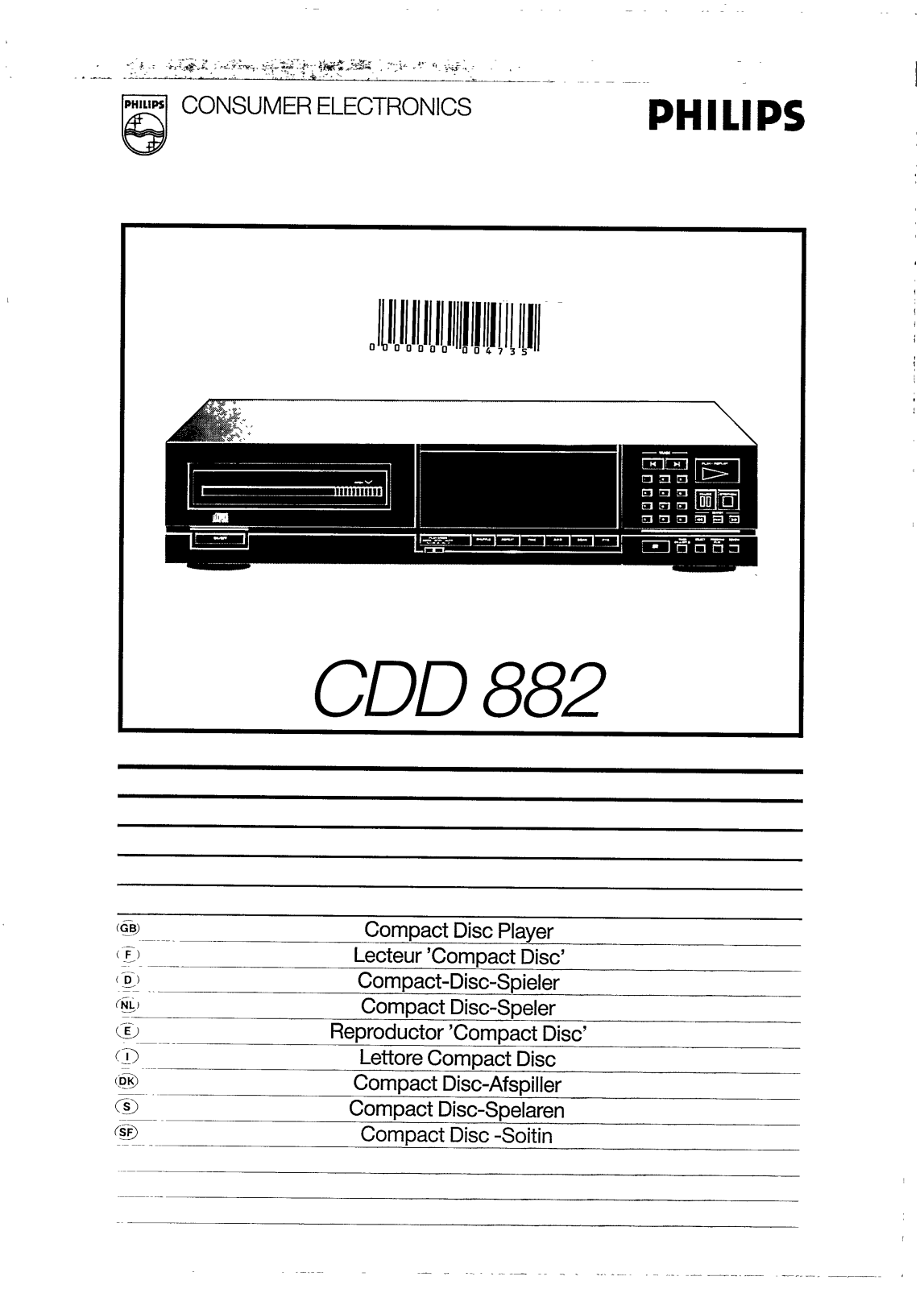 Philips CDD882 User Manual