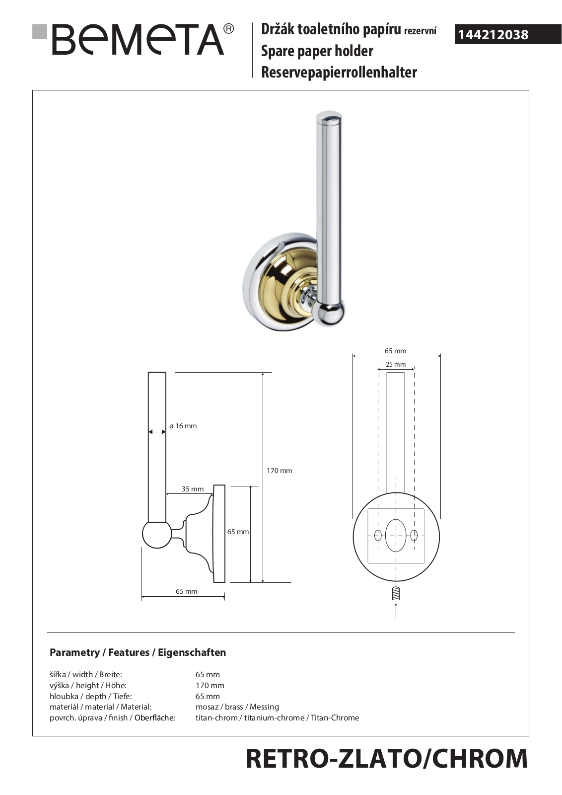 Bemeta RETRO - BRONZ 144212038 User guide - ManualMachine.com