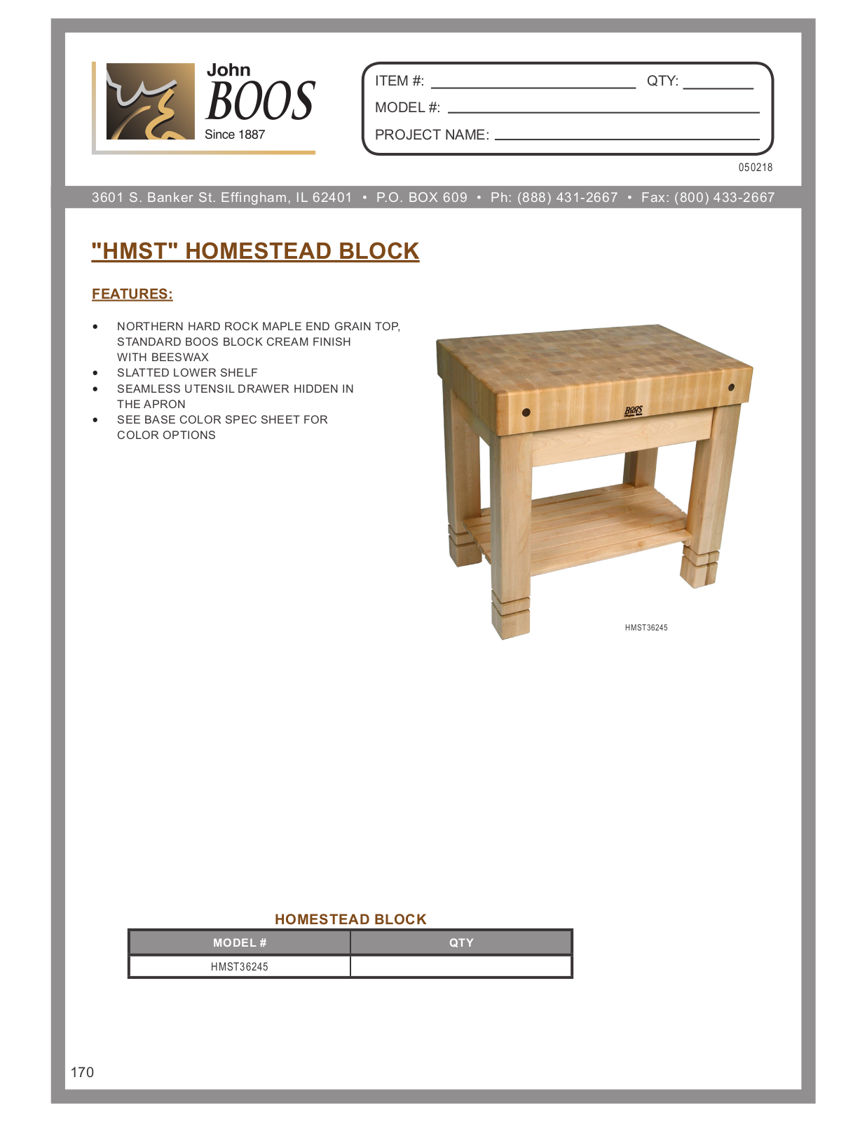 John Boos JB1196 Specifications - ManualMachine.com