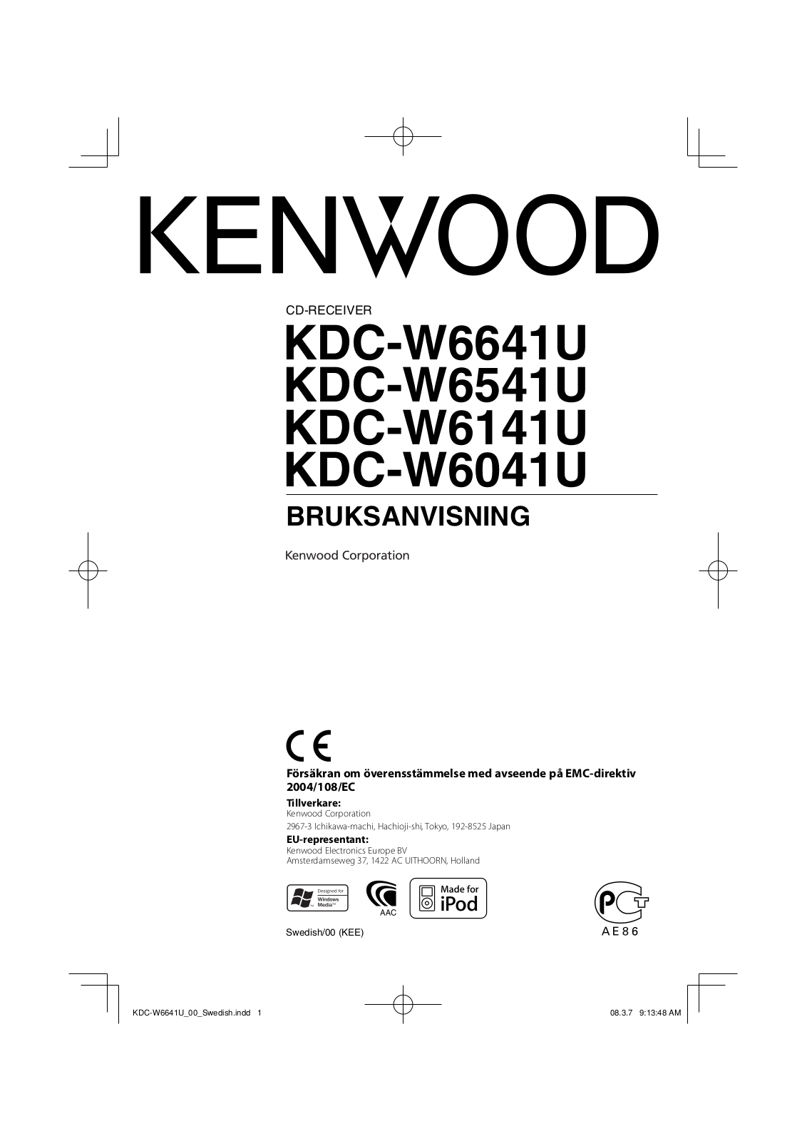 Kenwood KDC-W6641U, KDC-W6541U, KDC-W6041U, KDC-W6141U User Manual