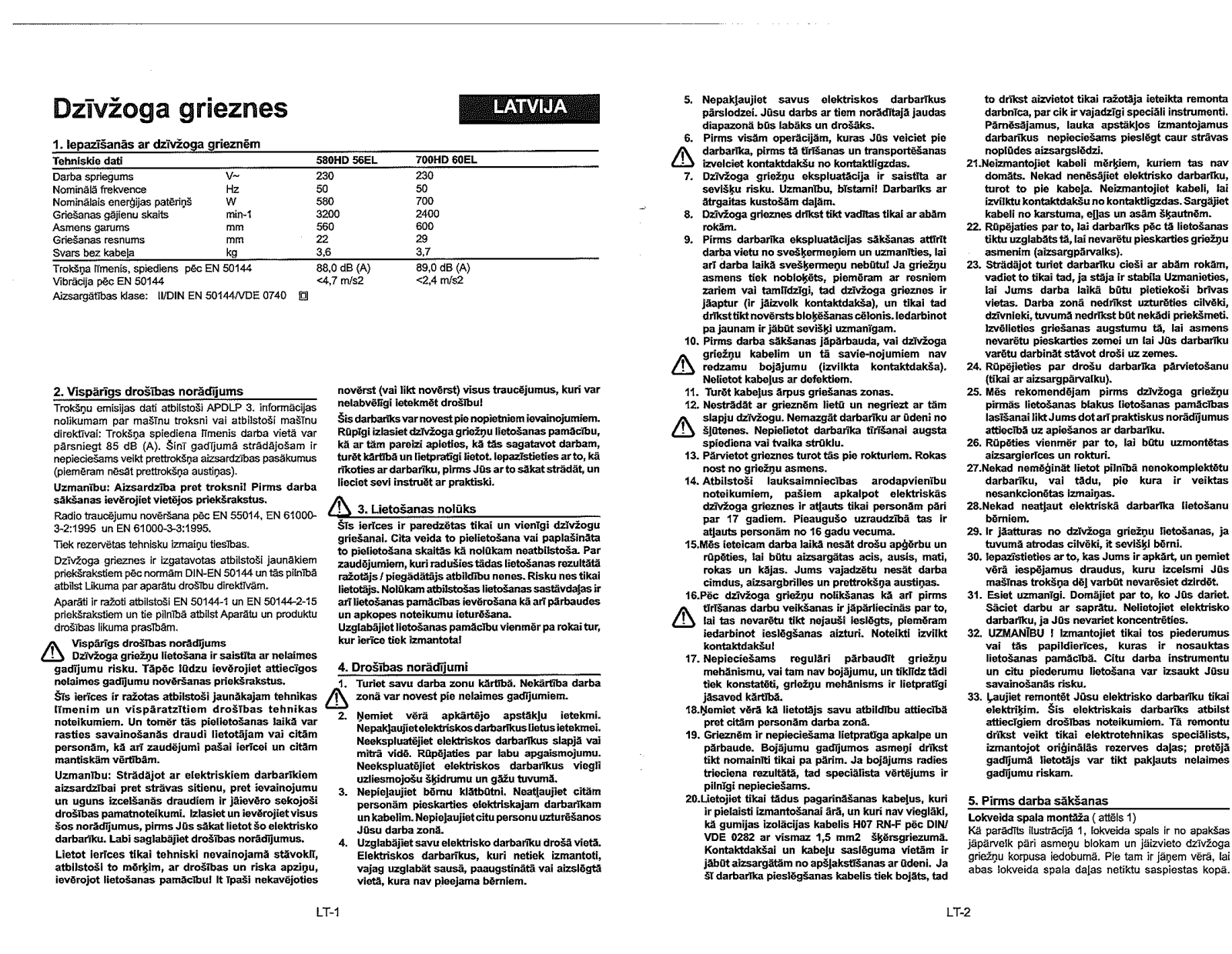 Husqvarna 580 HD56 EL, 700 HD60 EL User Manual