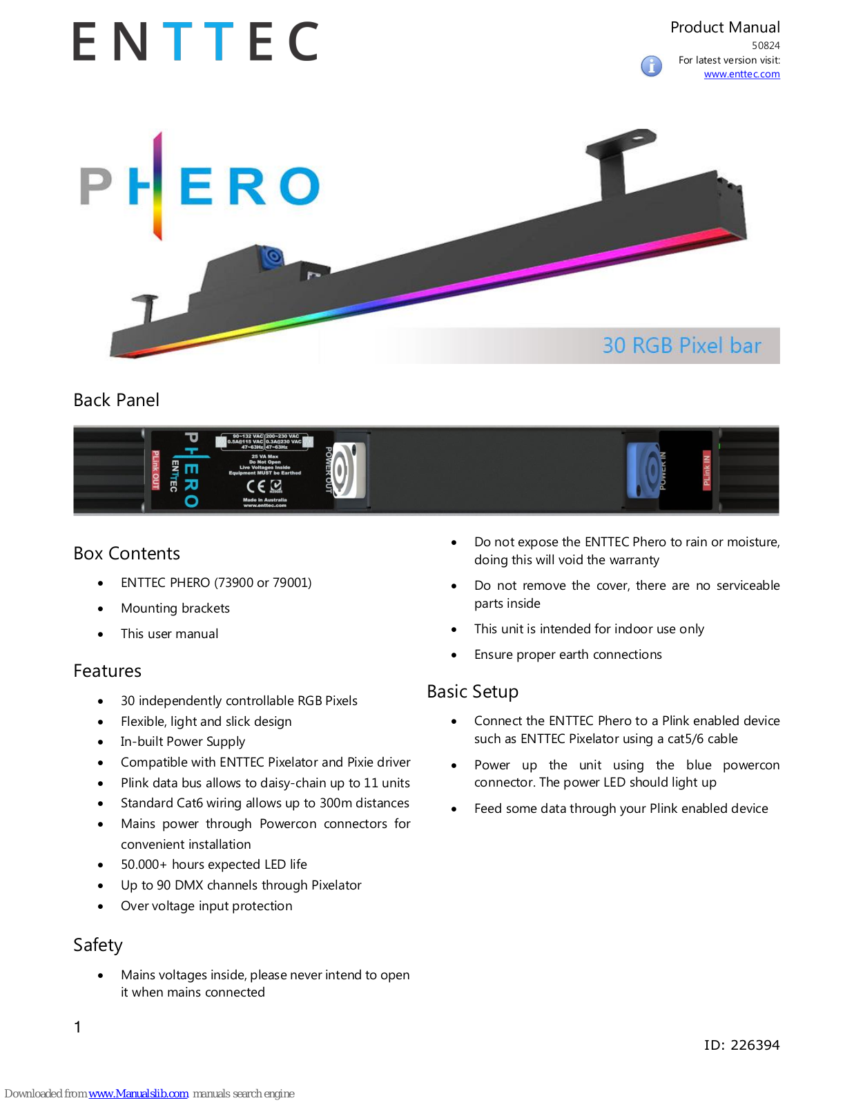 Enttec Phero, 73900, 79001 Product Manual