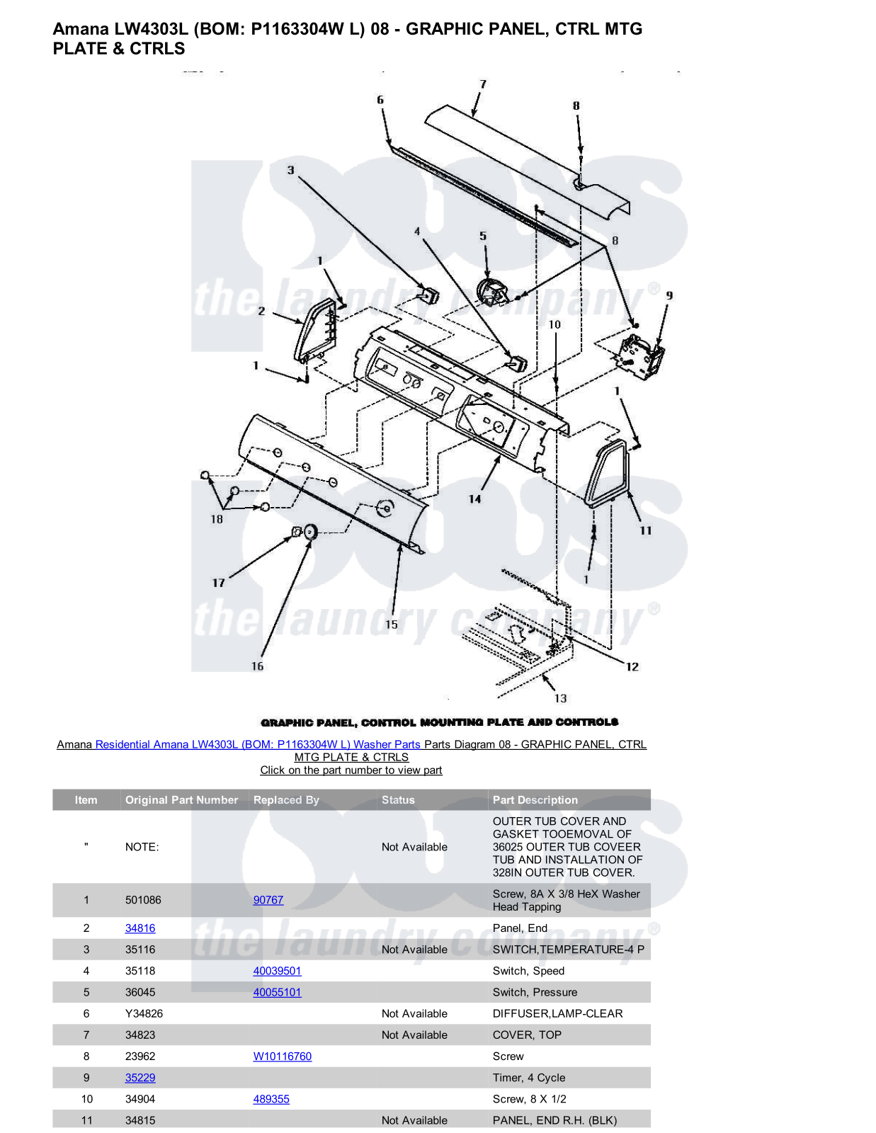 Amana LW4303L Parts Diagram