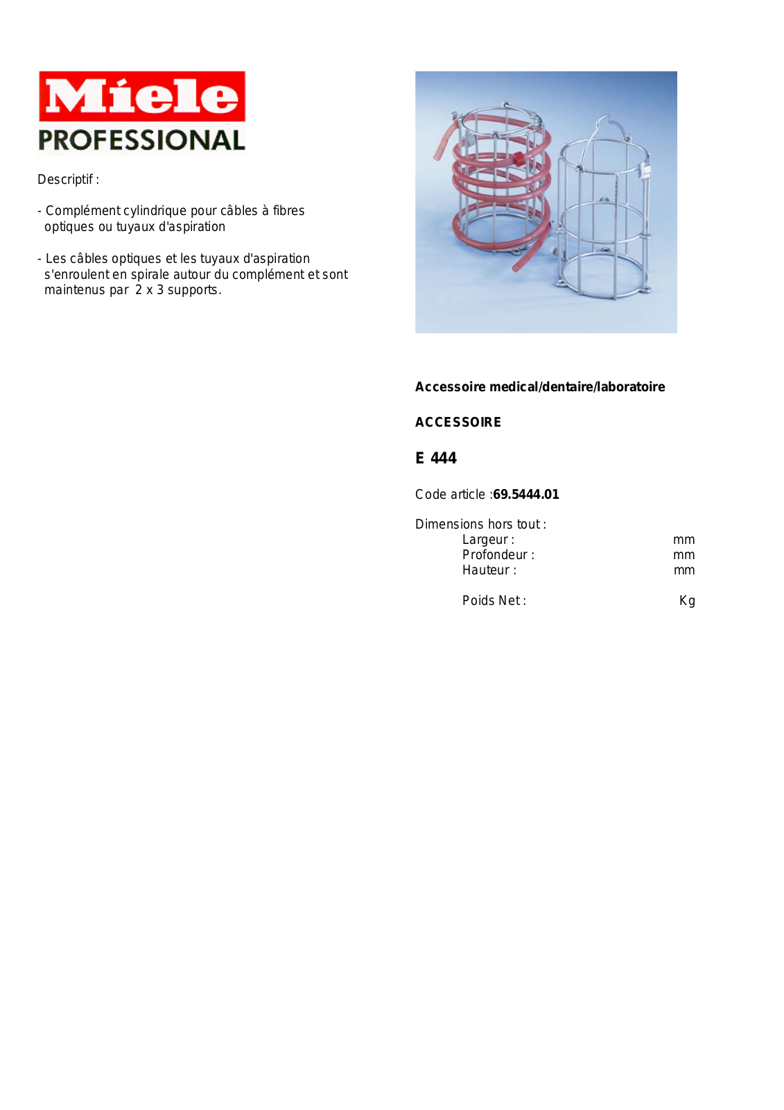 MIELE E 444 DESCRIPTIF User Manual