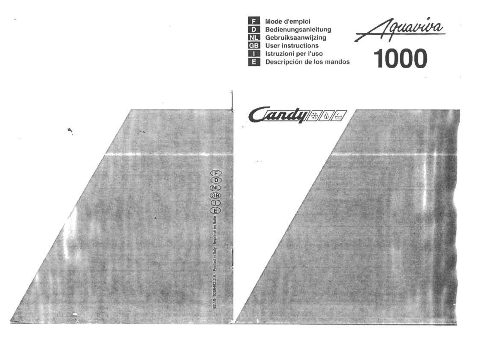 CANDY AQUAVIVA 1000 User Manual