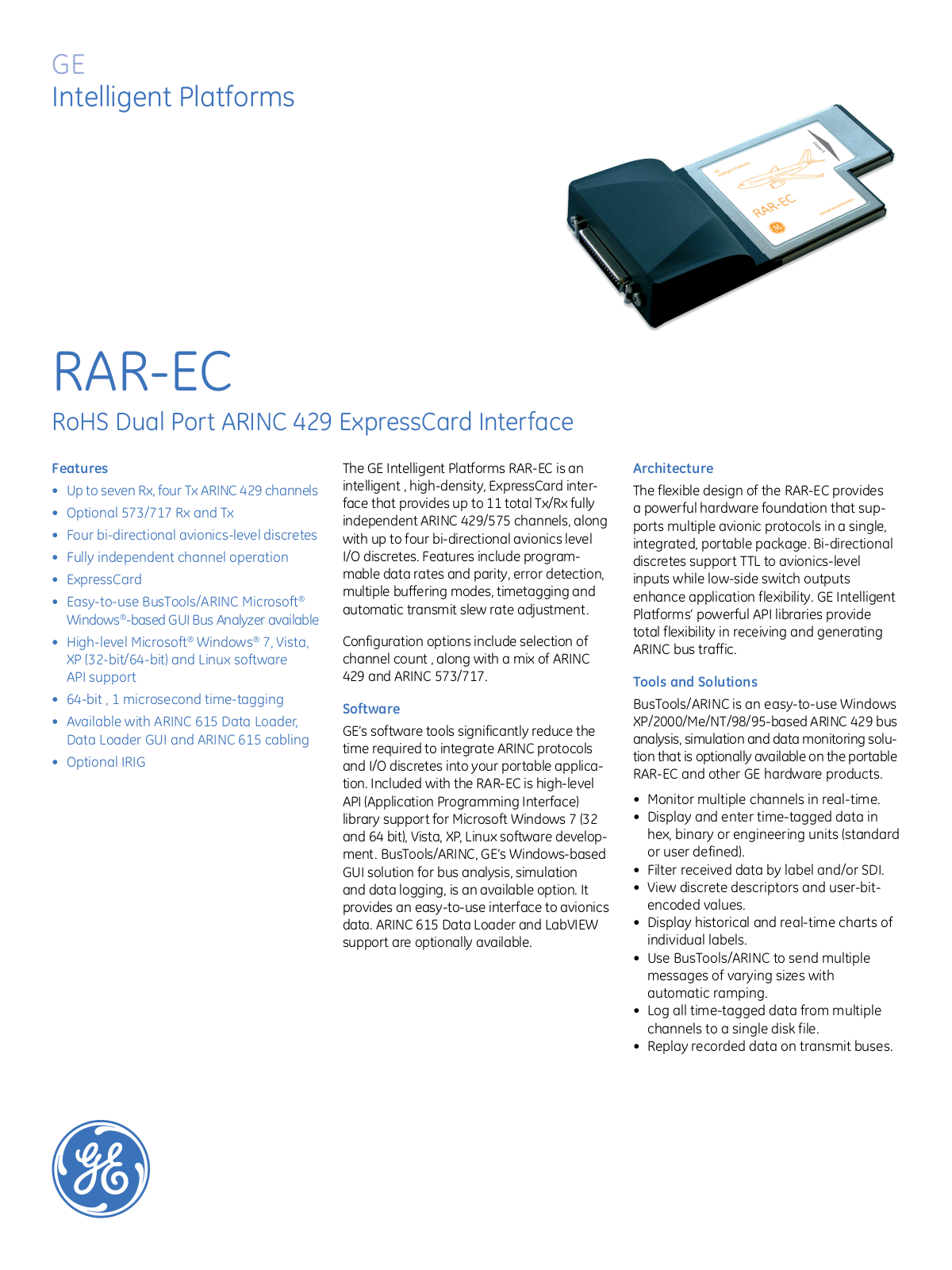 GE RAR-EC Interface Data Sheet