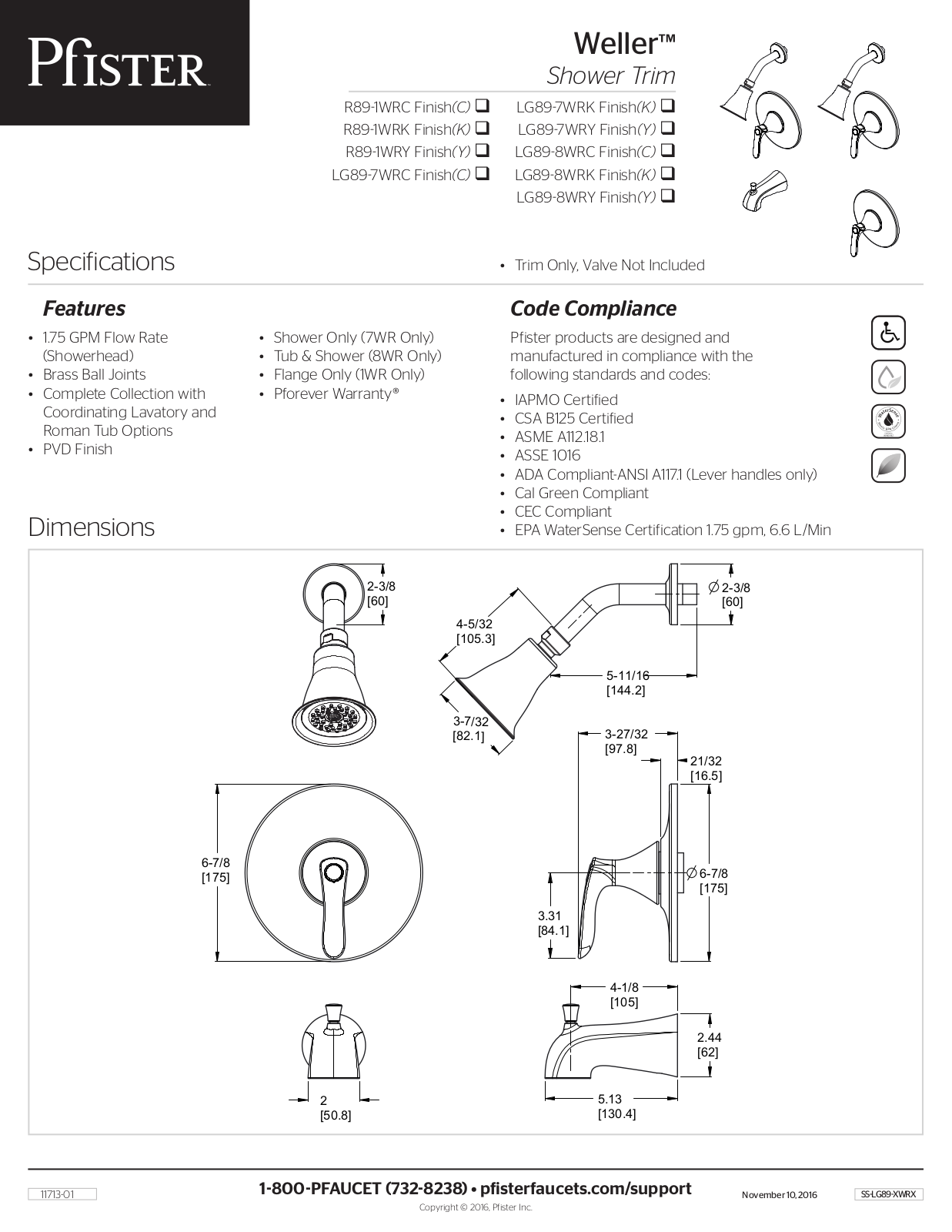 Pfister PPR10176 Specification - ManualMachine.com