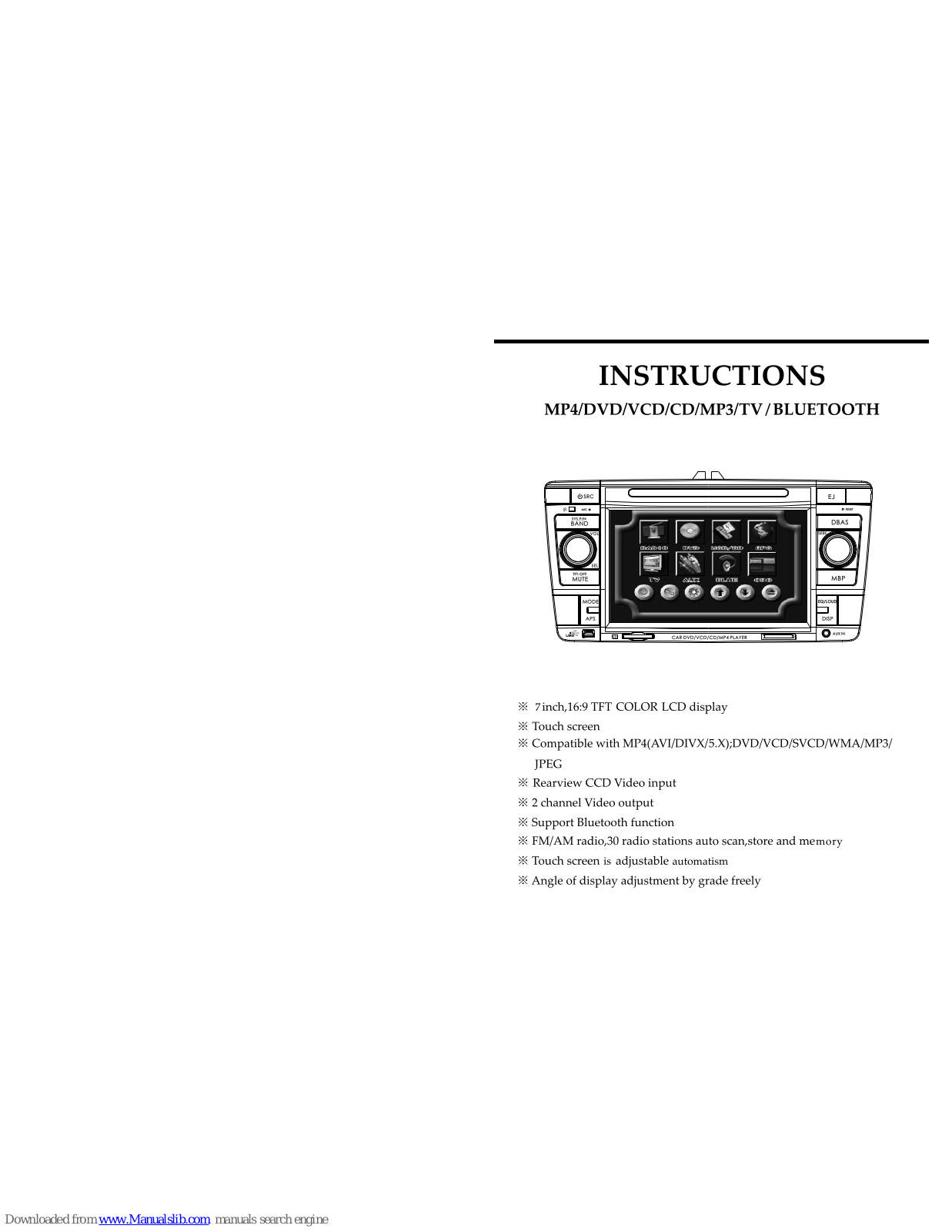 Eonon E1053 Instructions Manual