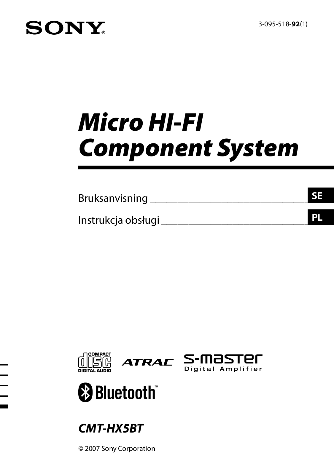 Sony CMT-HX5BT User Manual