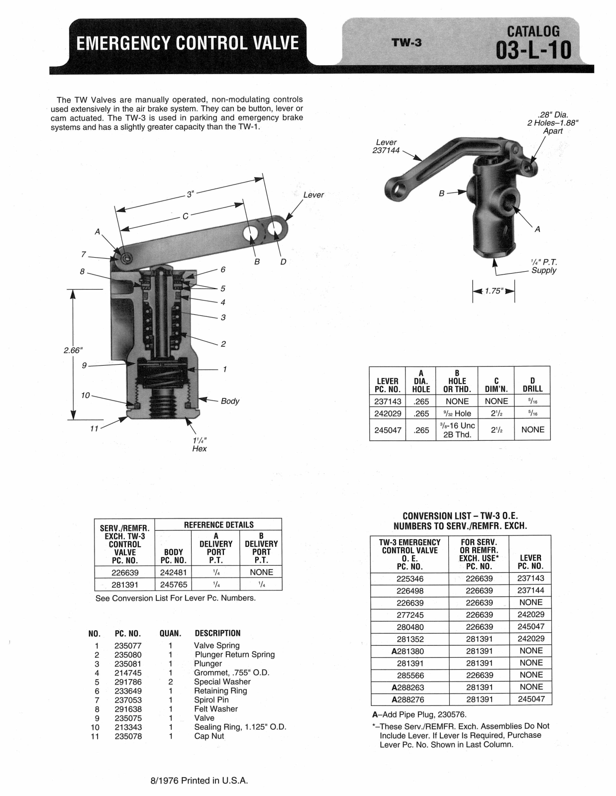 BENDIX 03-L-10 User Manual