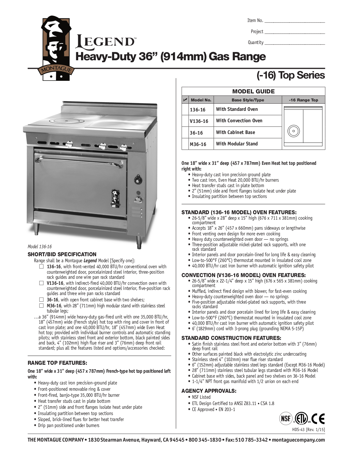 Montague 136-16 User Manual