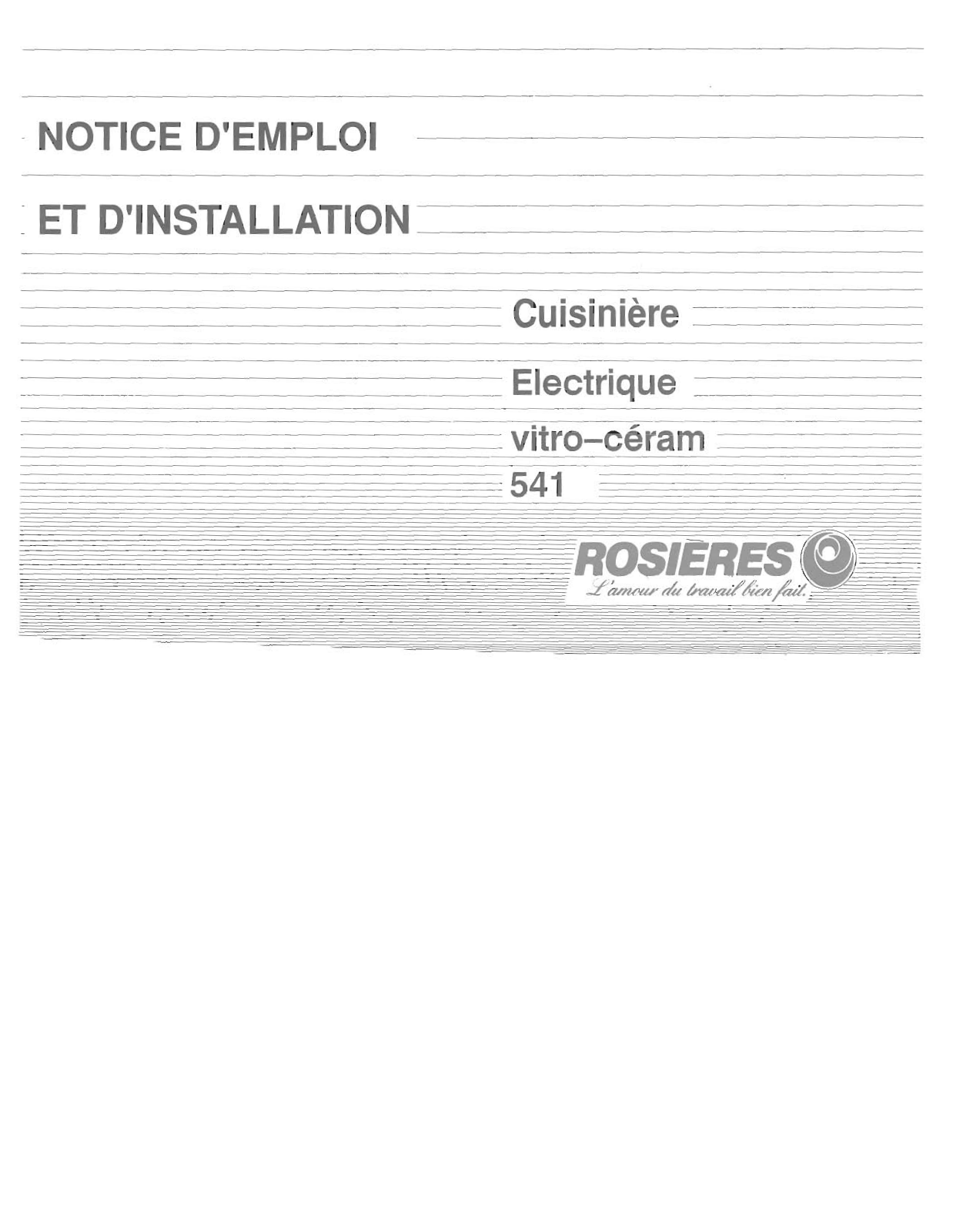 ROSIERES 541 User Manual