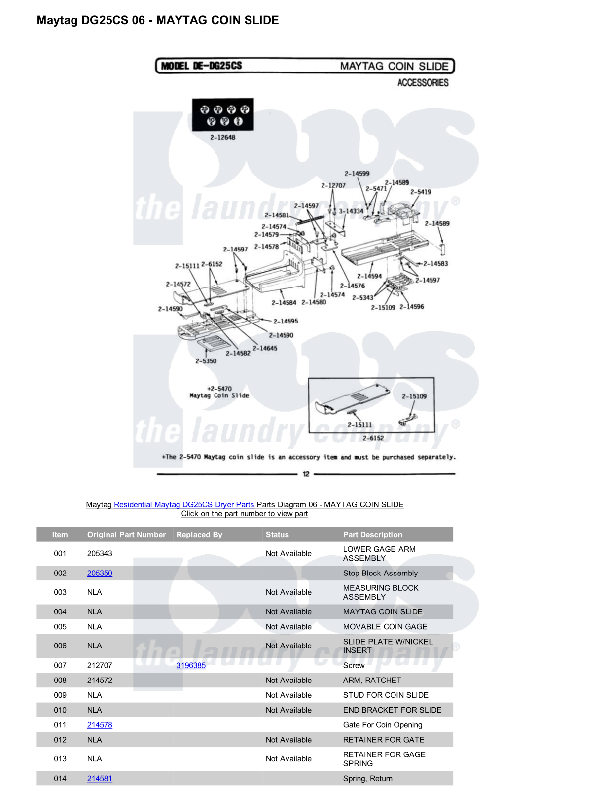 Maytag DG25CS Parts Diagram