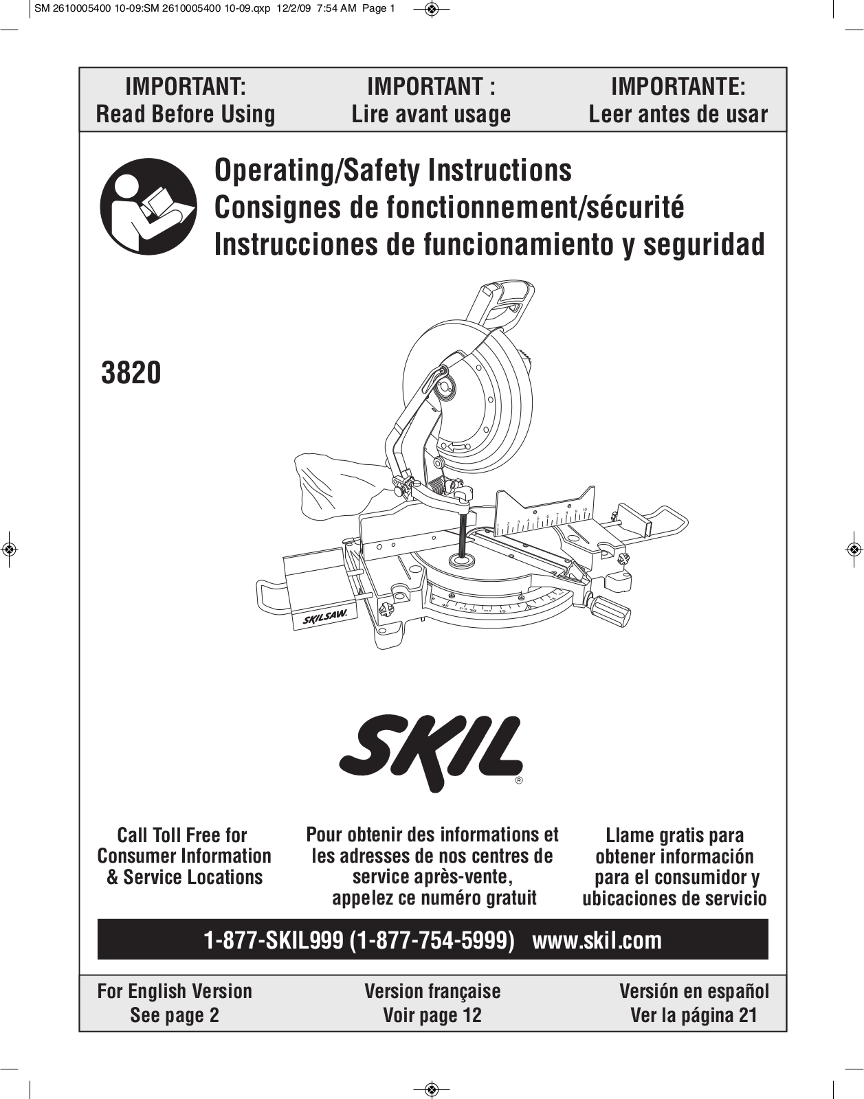 Skil 3820 Instruction Manual