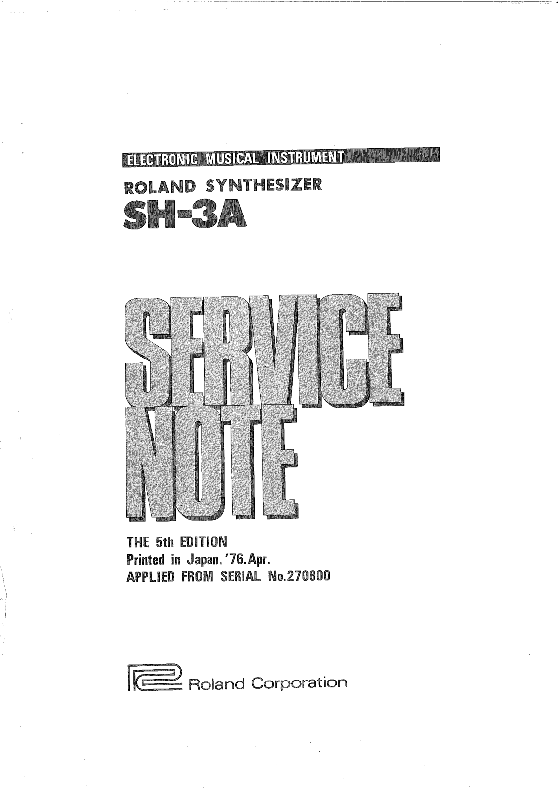 Roland SH-3A Service Manual