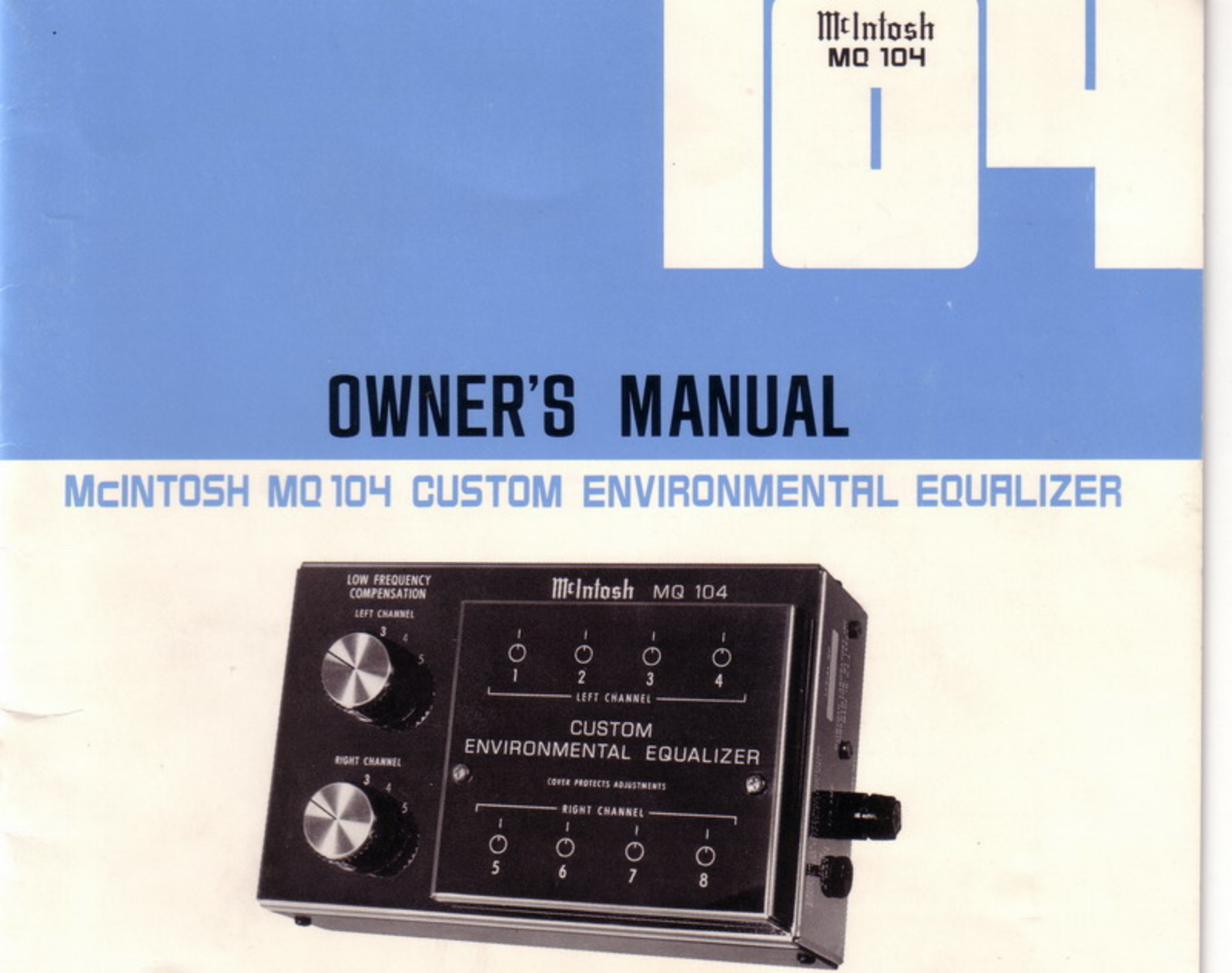 McIntosh MQ-104 Owners manual