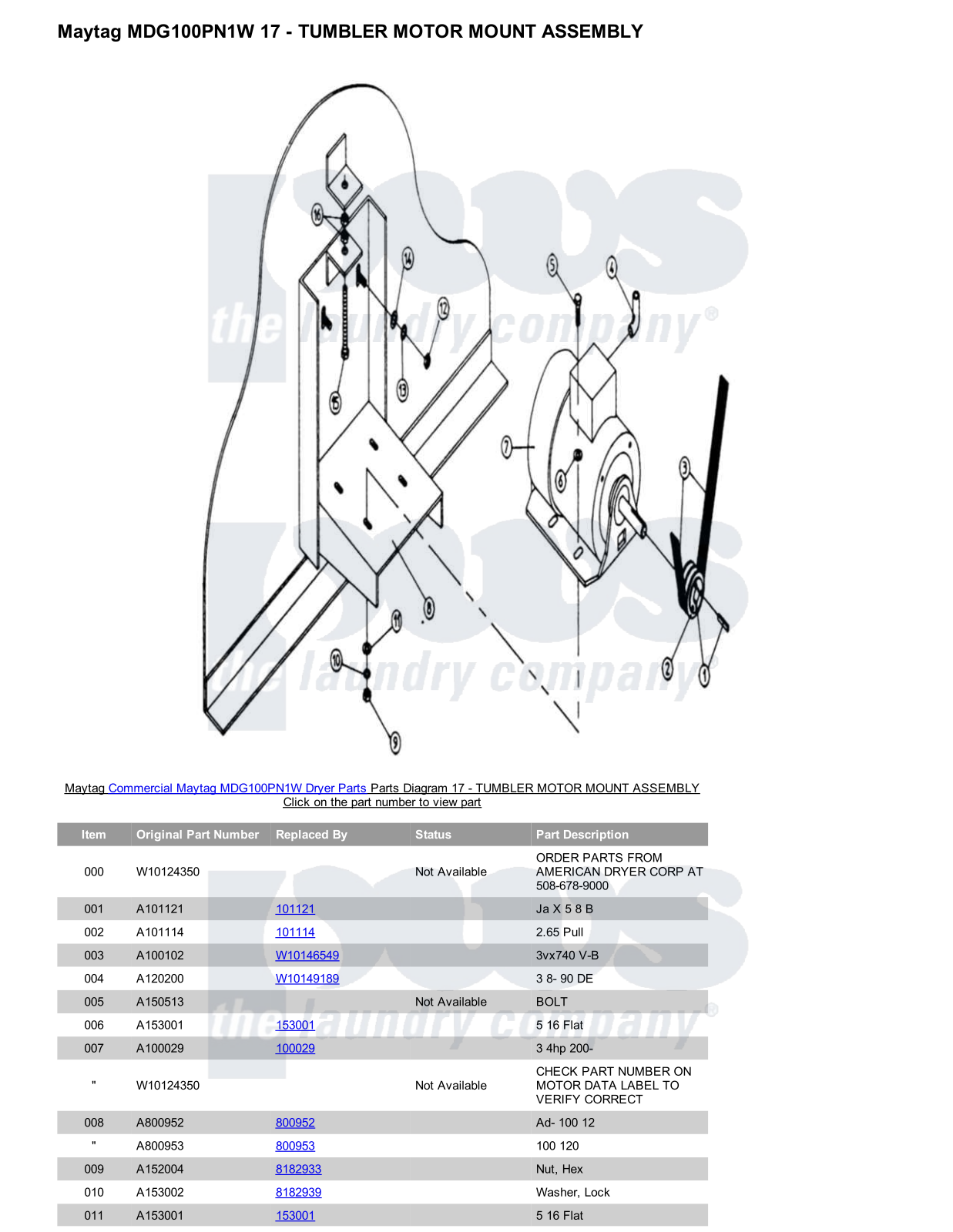 Maytag MDG100PN1W Parts Diagram