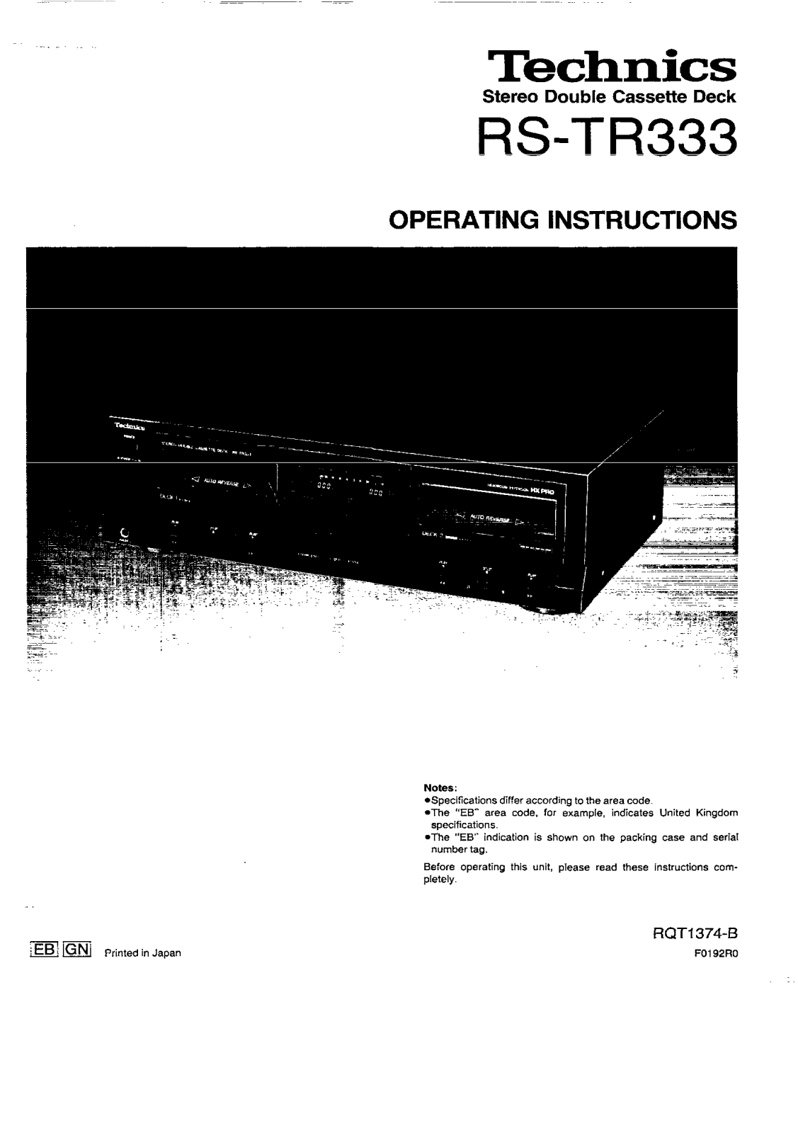 Panasonic RS-TR333 User Manual