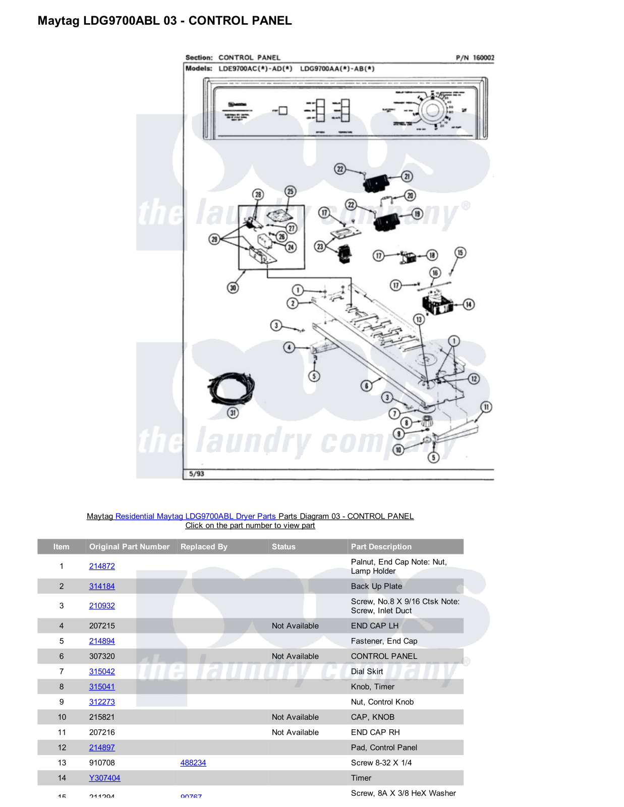 Maytag LDG9700ABL Parts Diagram