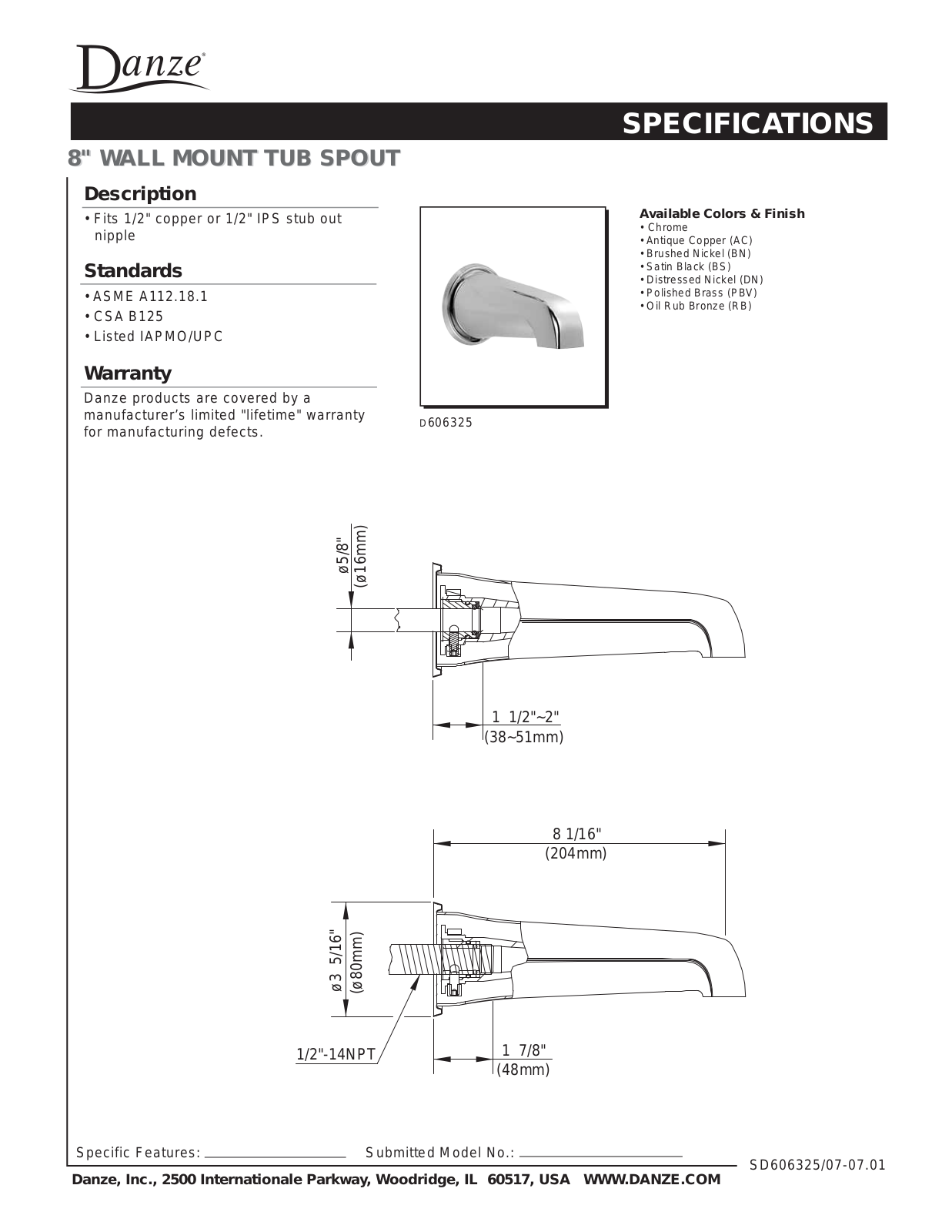 Factory Direct Hardware D606325 User Manual