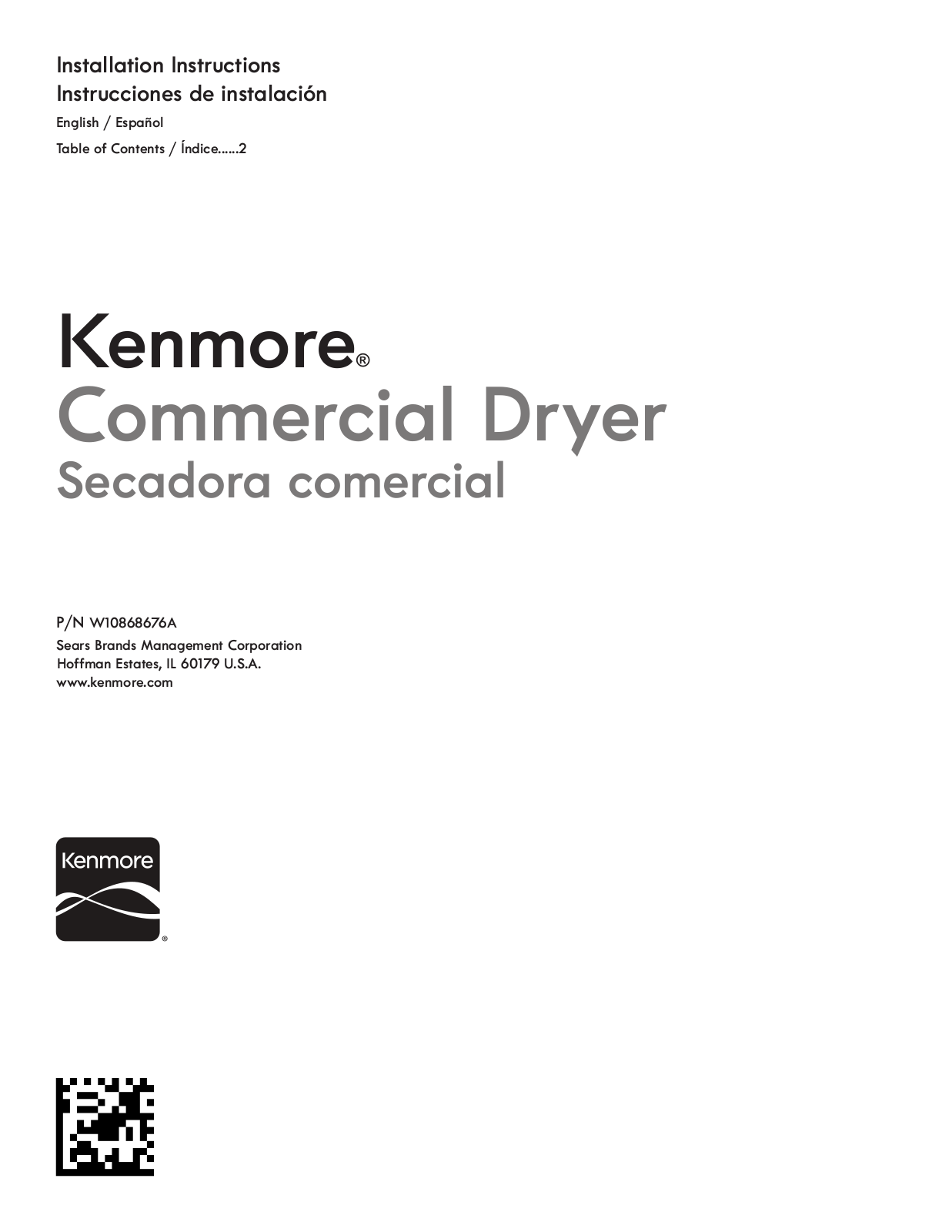 Kenmore 11067022710, 11077022710 Installation Guide