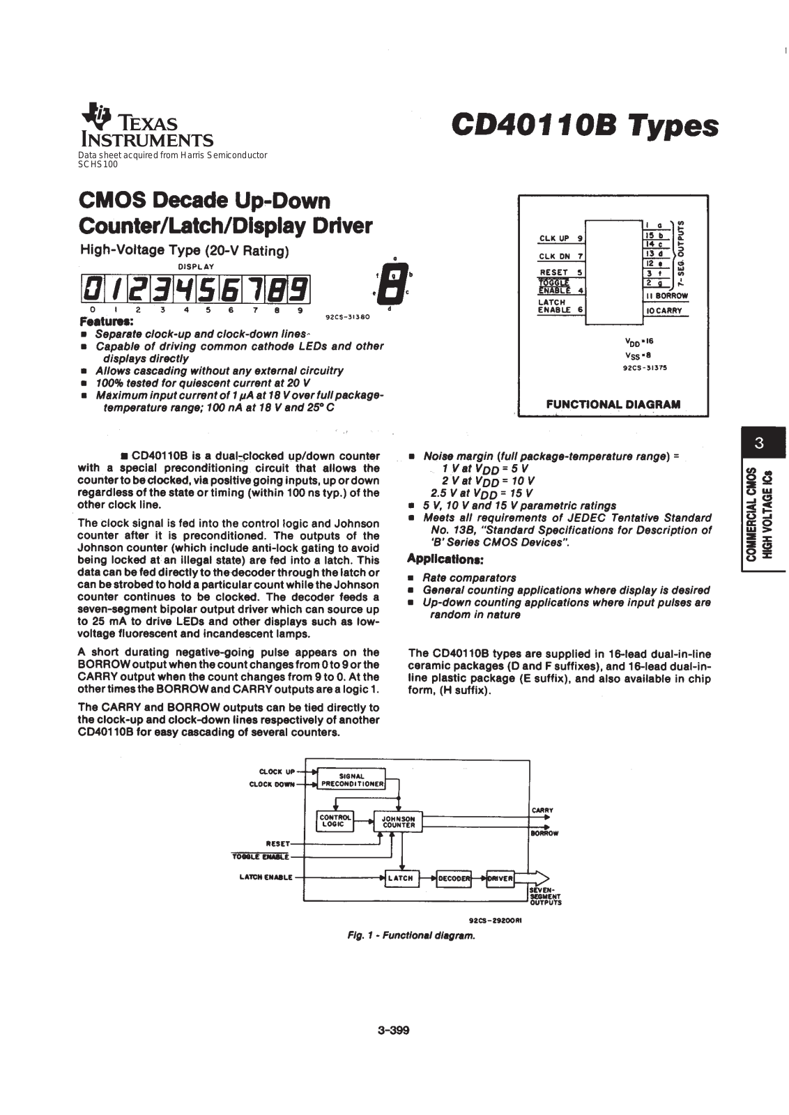 Texas Instruments CD40110BPWR, CD40110BE Datasheet