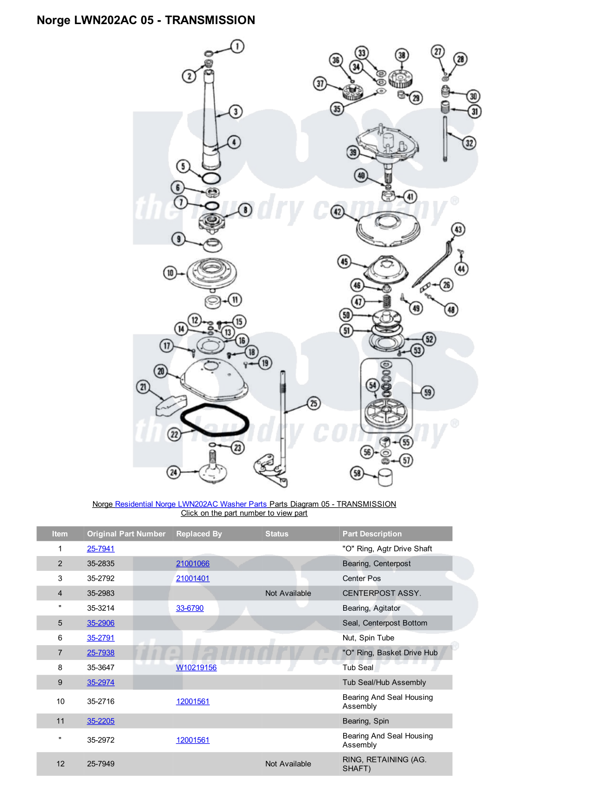 Norge LWN202AC Parts Diagram