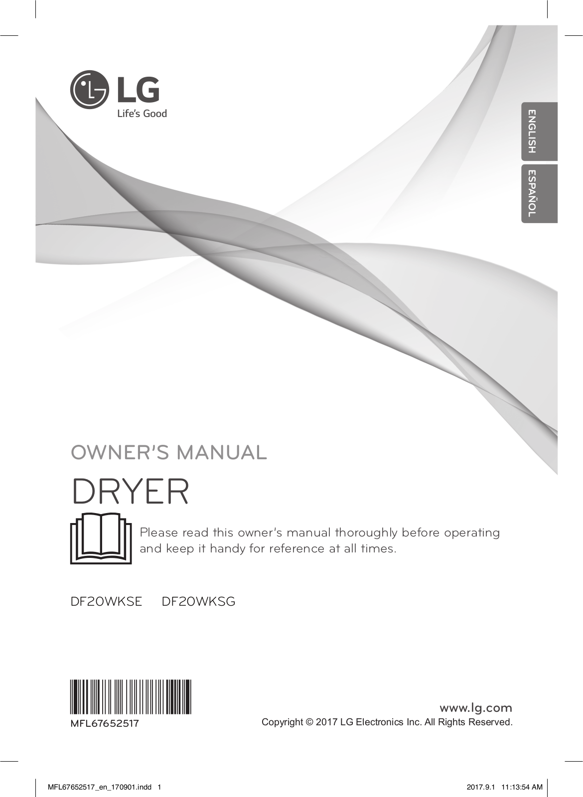 LG DF20WKSE Owner's manual