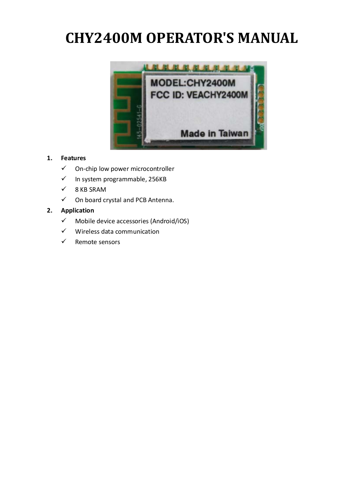 CHY FIREMATE CHY2400M Users Manual - ManualMachine.com