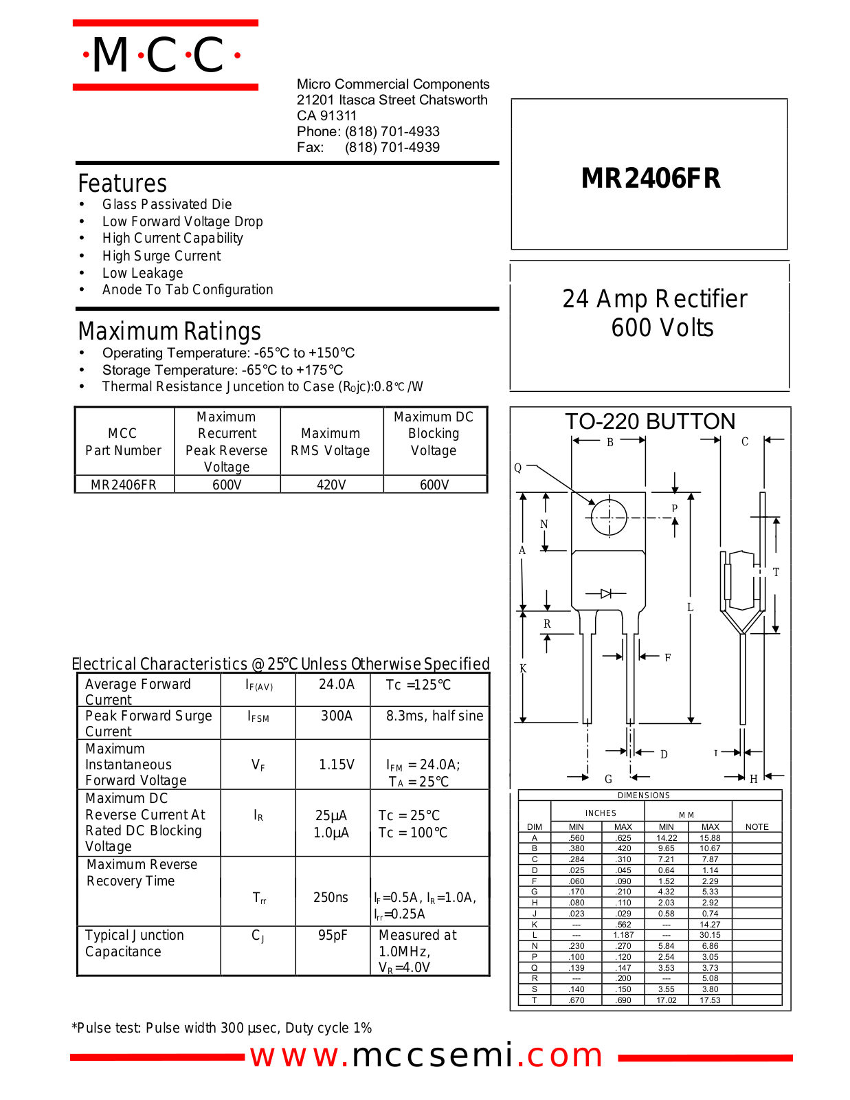 MCC MR2406FR Datasheet