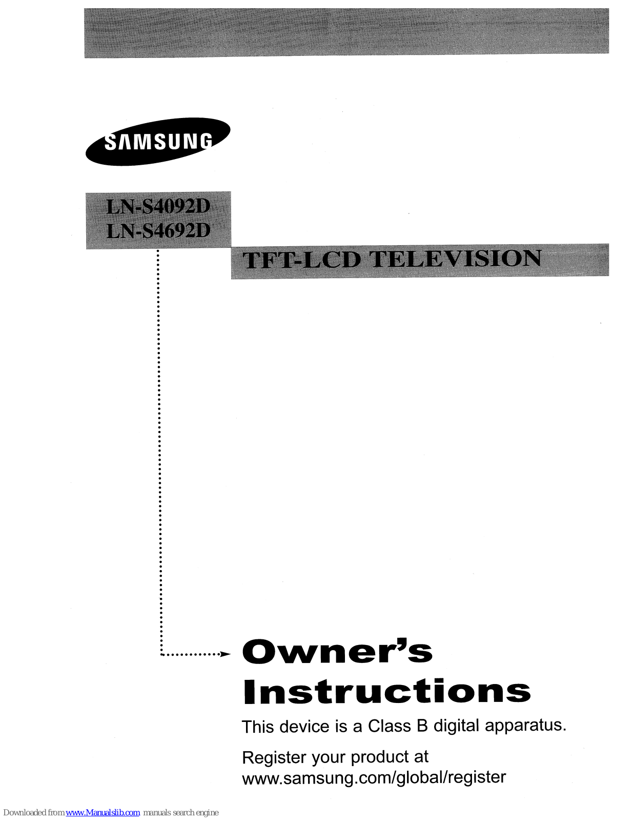 Samsung LN-S4092D, LN-S4 Owner's Instructions Manual